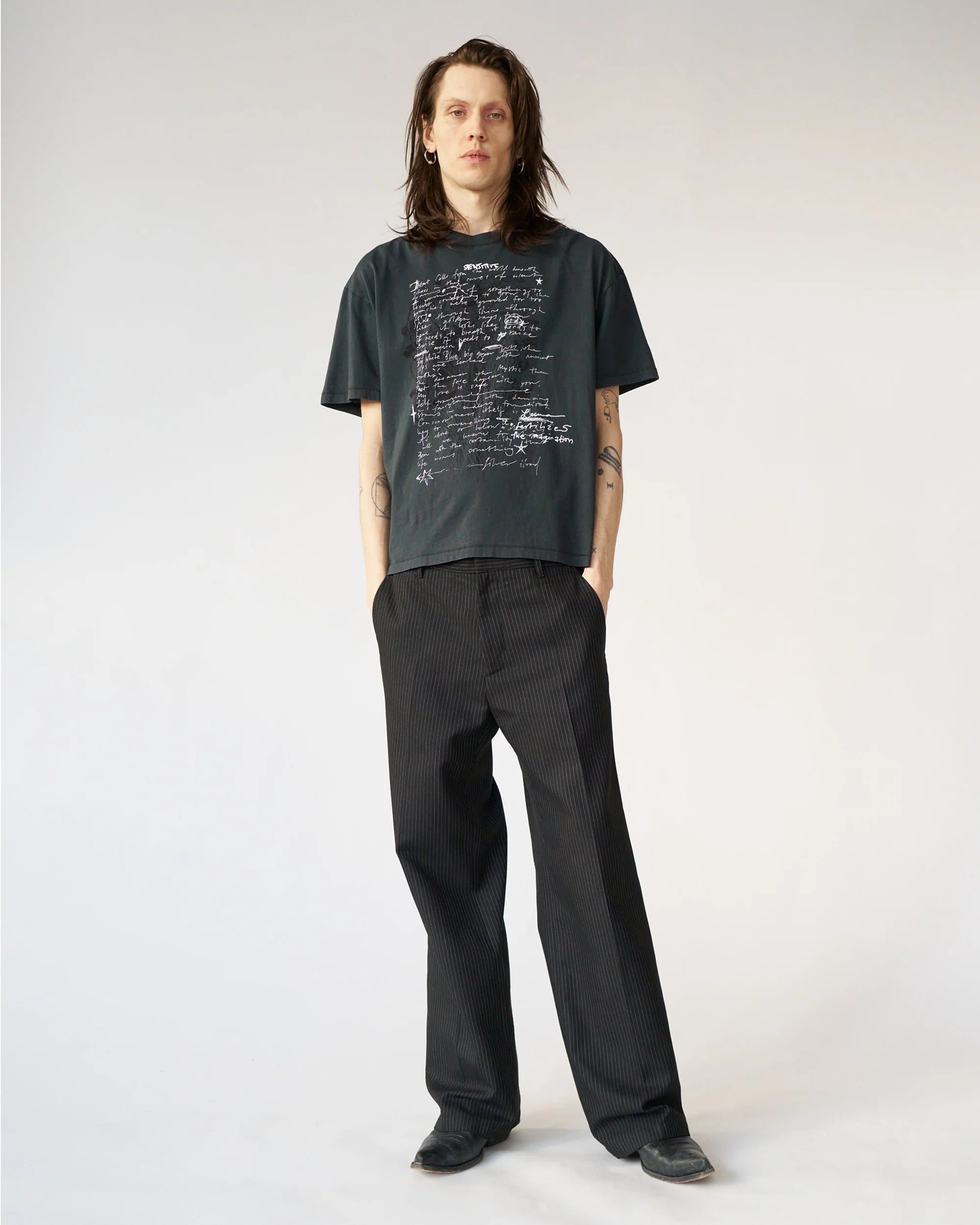 Box Tee Poem Washed Black