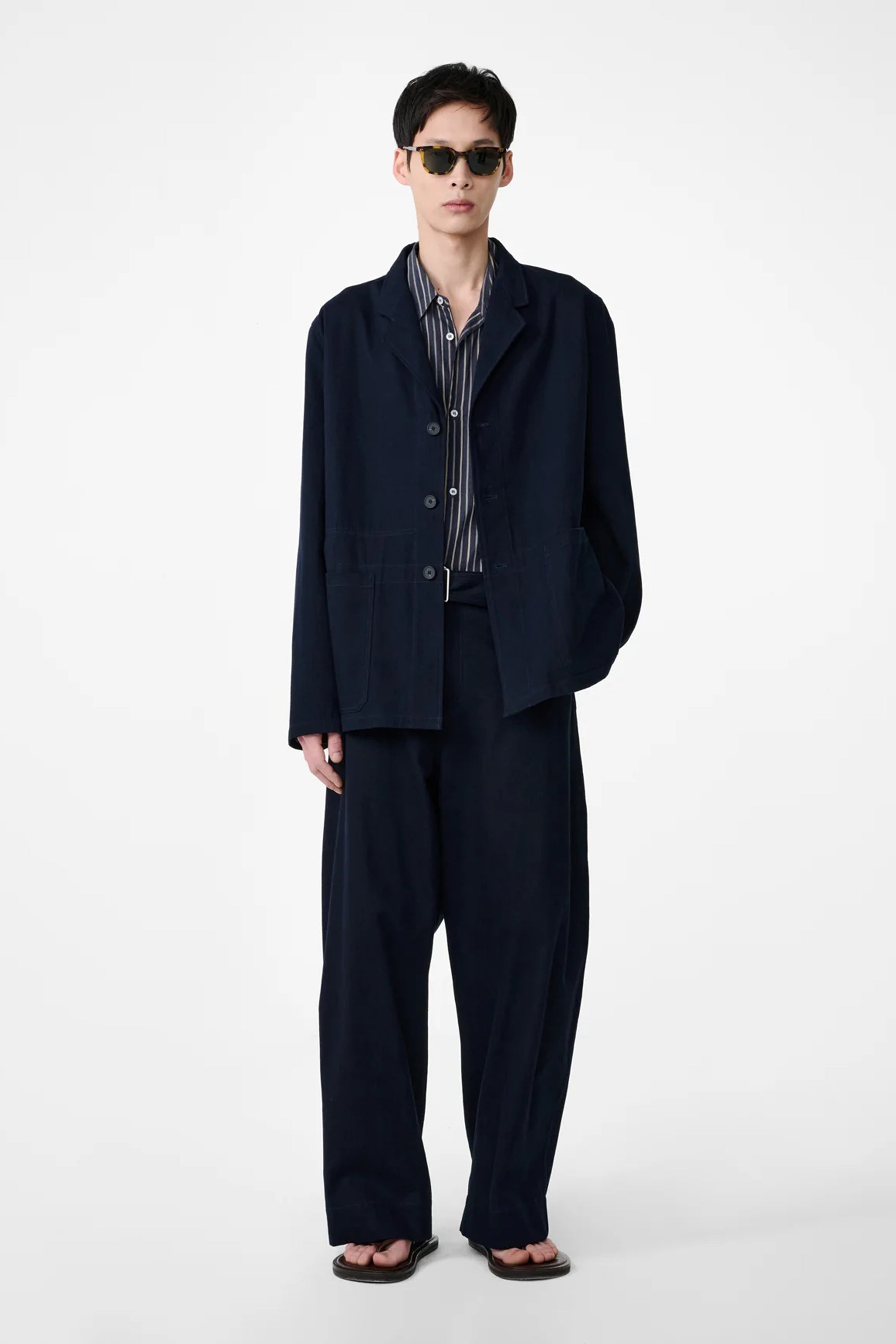 SPORTIVO [Wool kid mohair hop sack two tuck slacks ivory white]