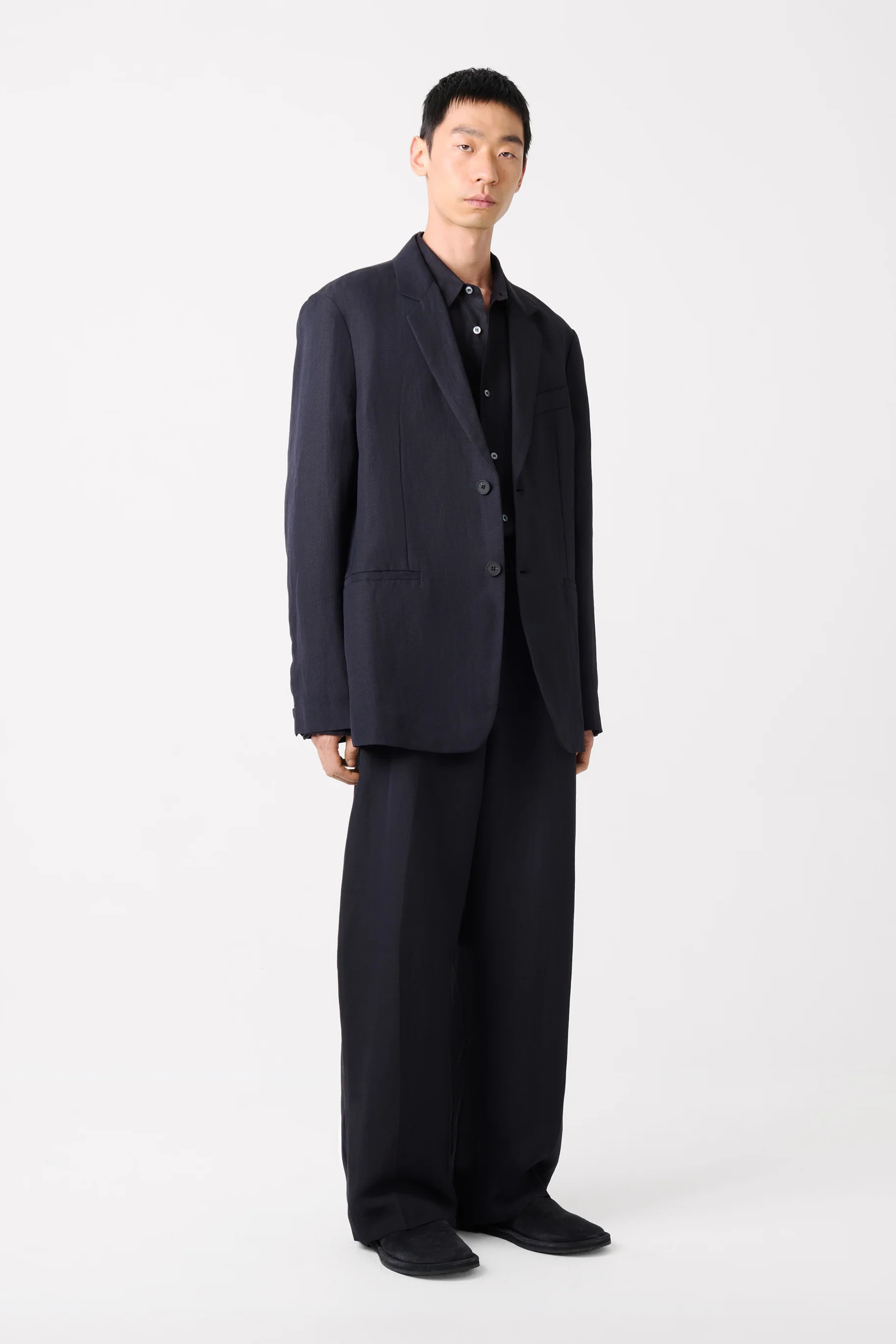 Roversi 2 Button Linen Jacket Darkest Navy