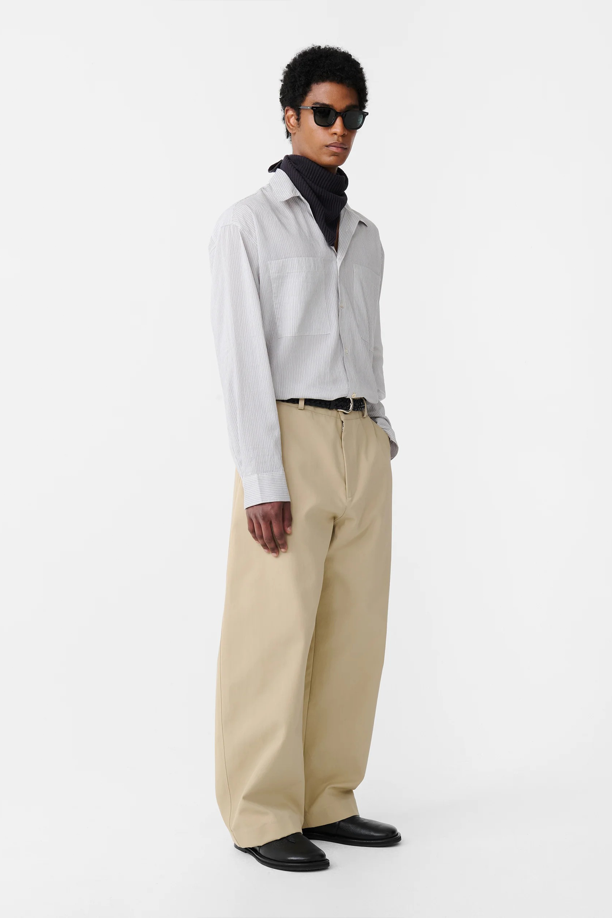 Salin Pocket Detail Shirt Chalk Stripe