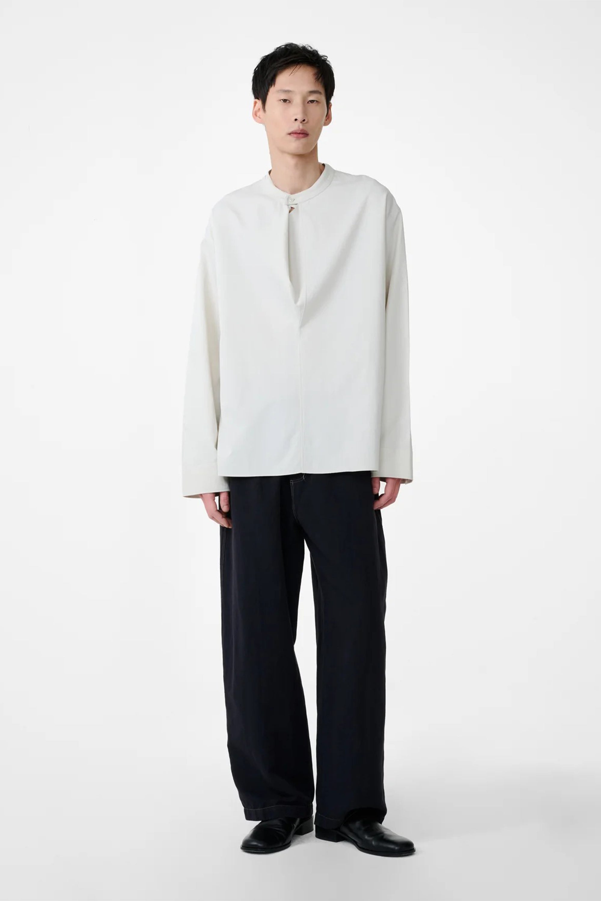Solis Drape Collar Shirt Bone_1