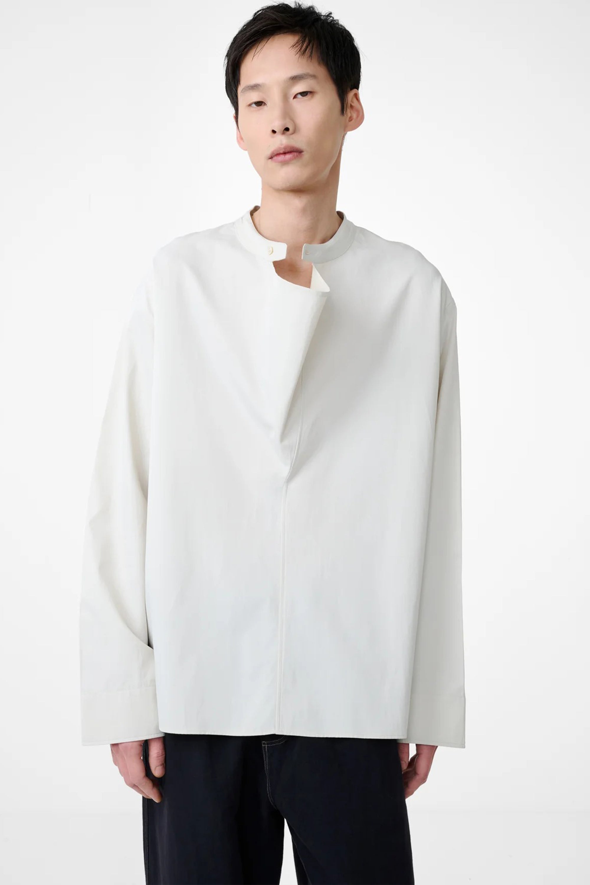 Solis Drape Collar Shirt Bone