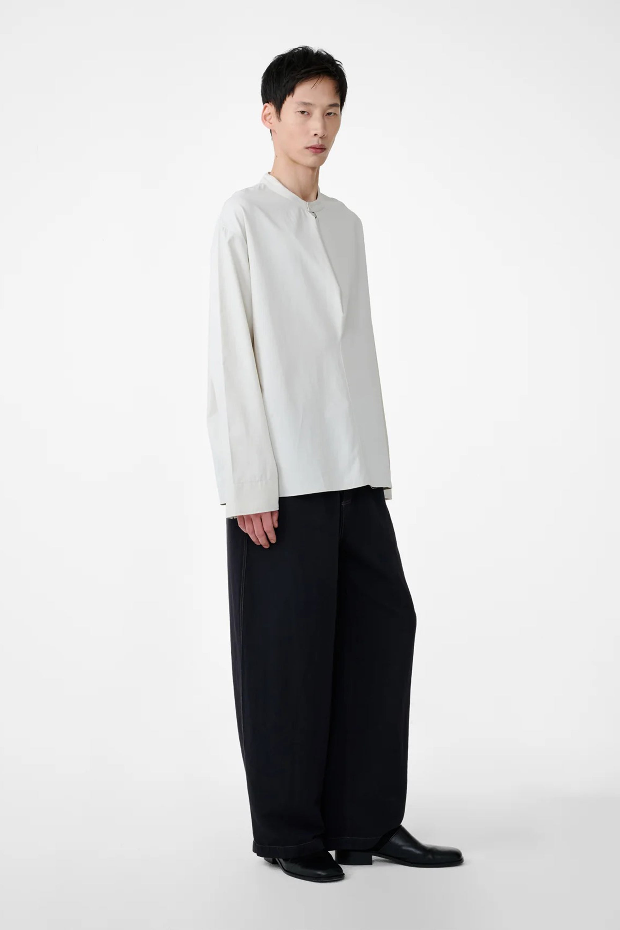 Solis Drape Collar Shirt Bone