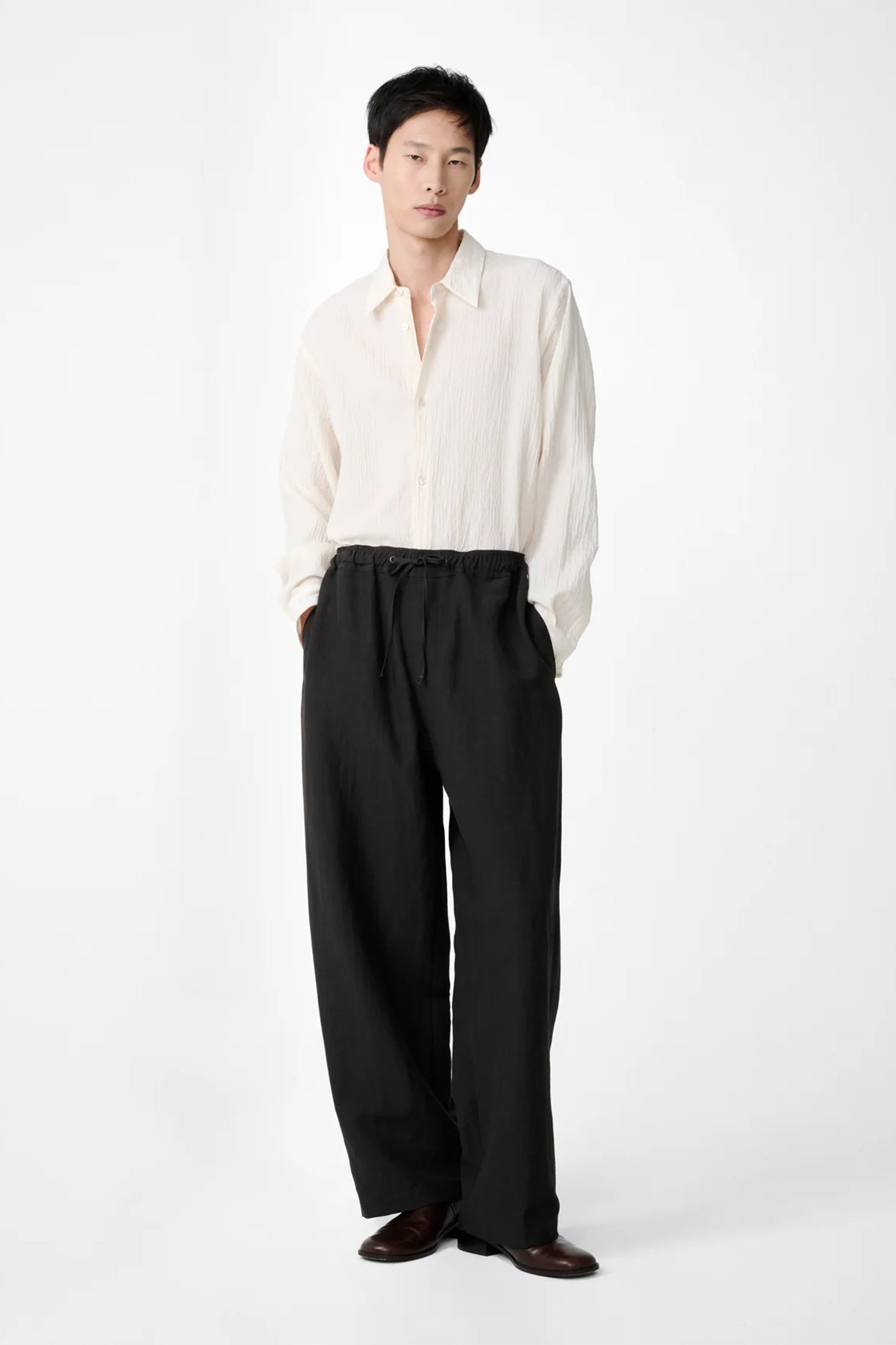 SPORTIVO [Wool kid mohair hop sack two tuck slacks ivory white]