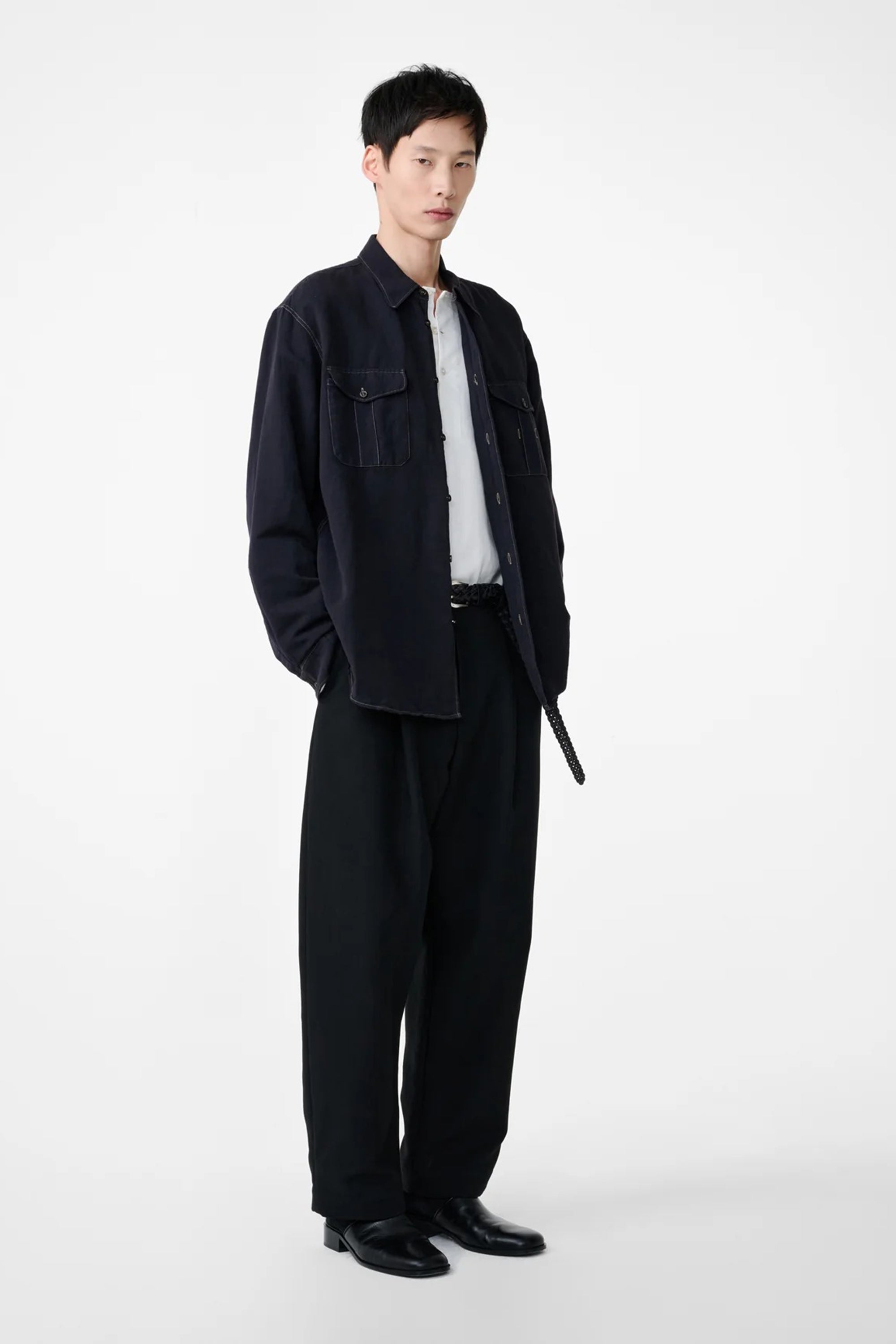 Tuck Cotton Pant Black