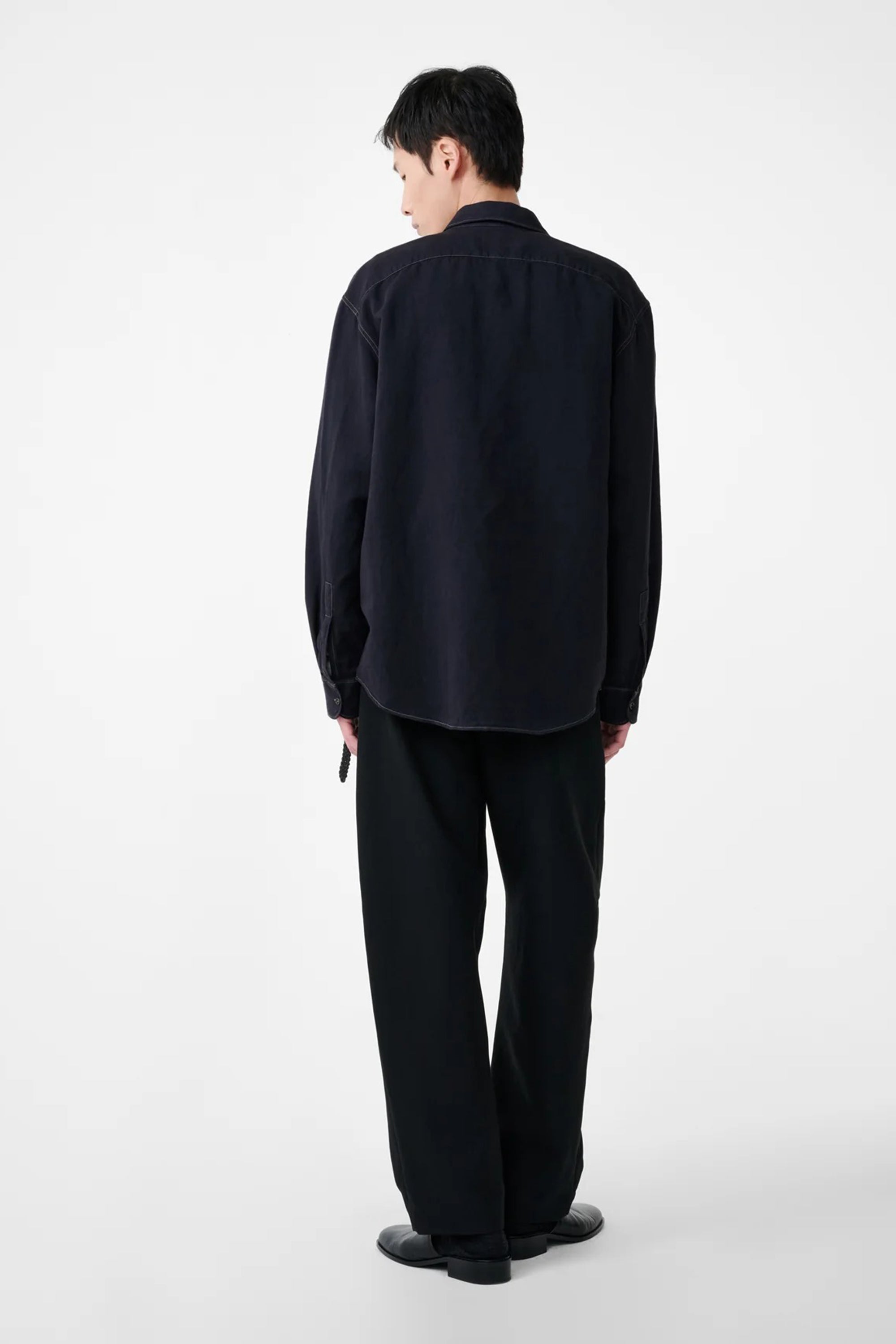 Tuck Cotton Pant Black