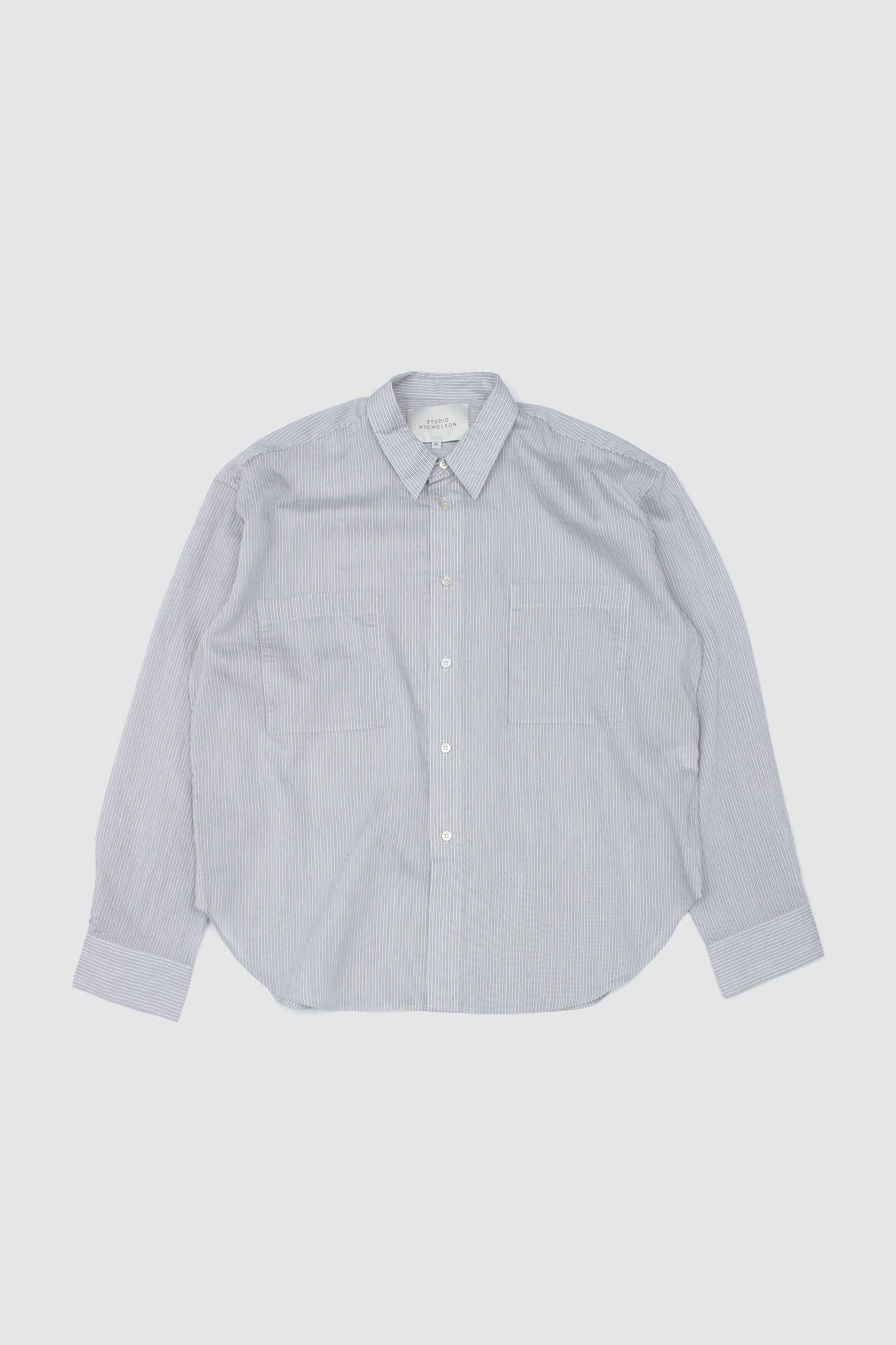 Salin Pocket Detail Shirt Chalk Stripe