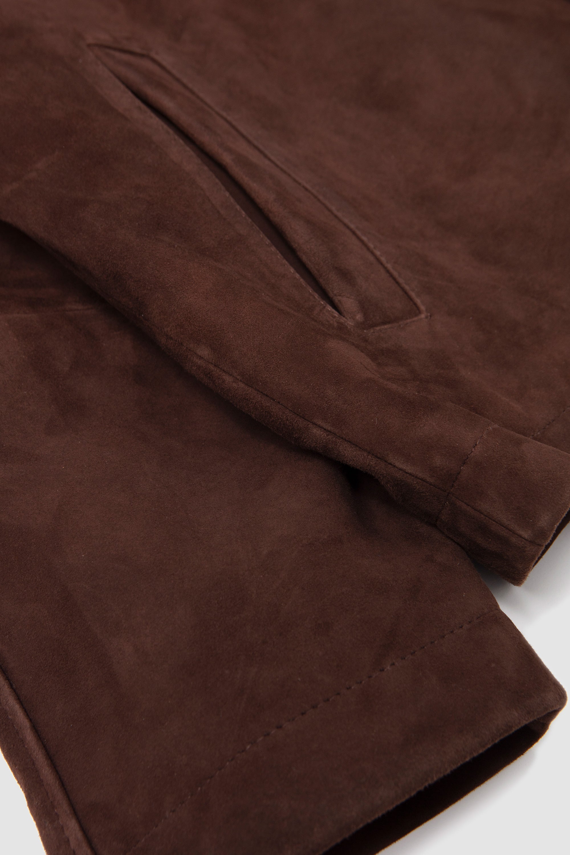 Short Raglan Suede Jacket Dark Brown