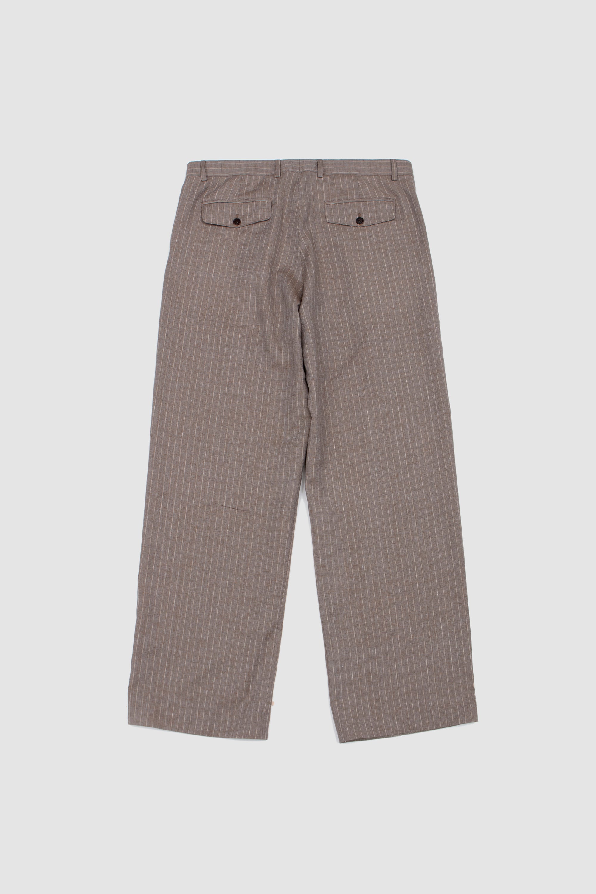 Wide Pleated Trouser Dark Sand Stripe_4