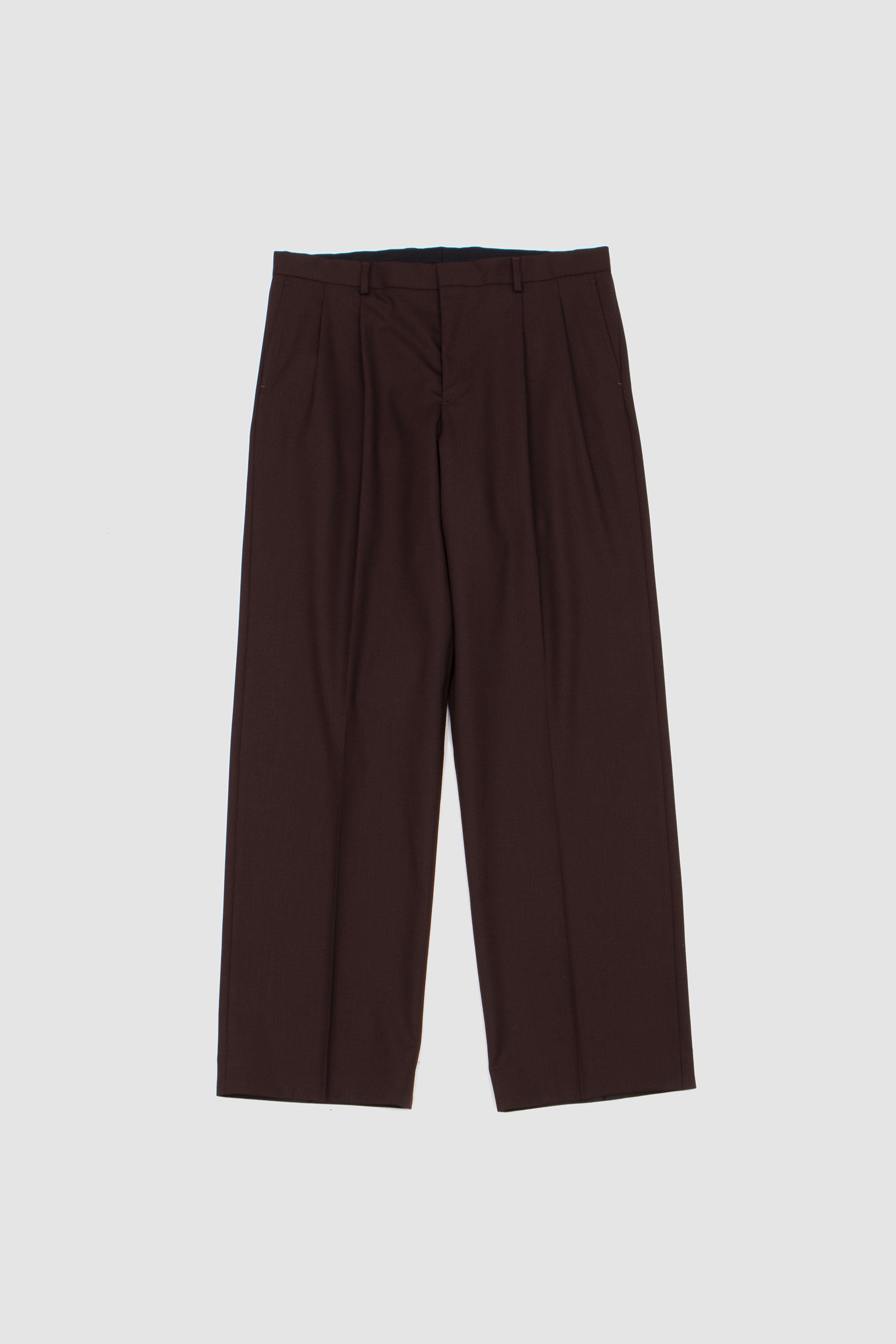 Wide Pleated Trousers Brown