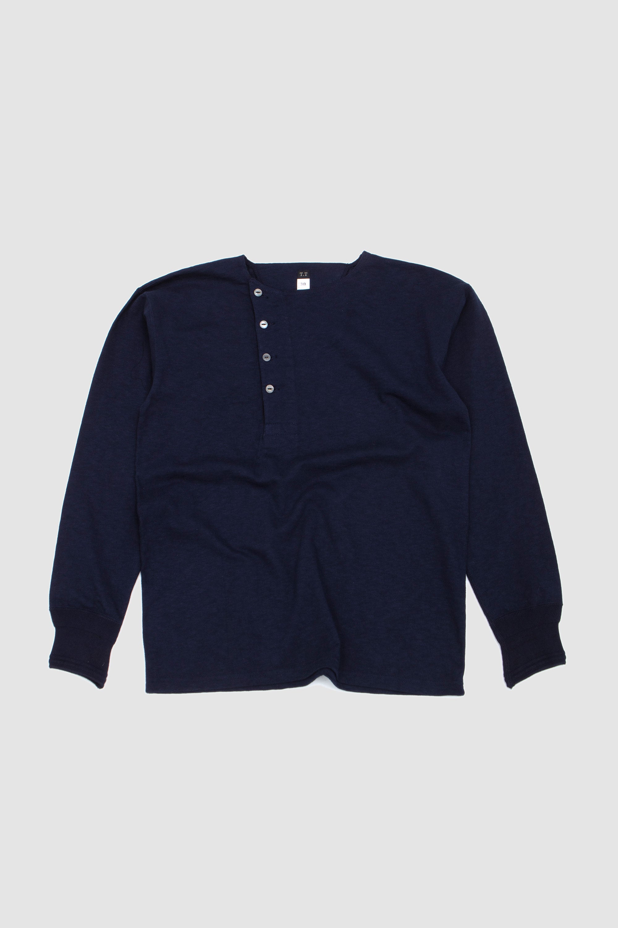 SPORTIVO [Lot.618 side henley neck shirt navy]