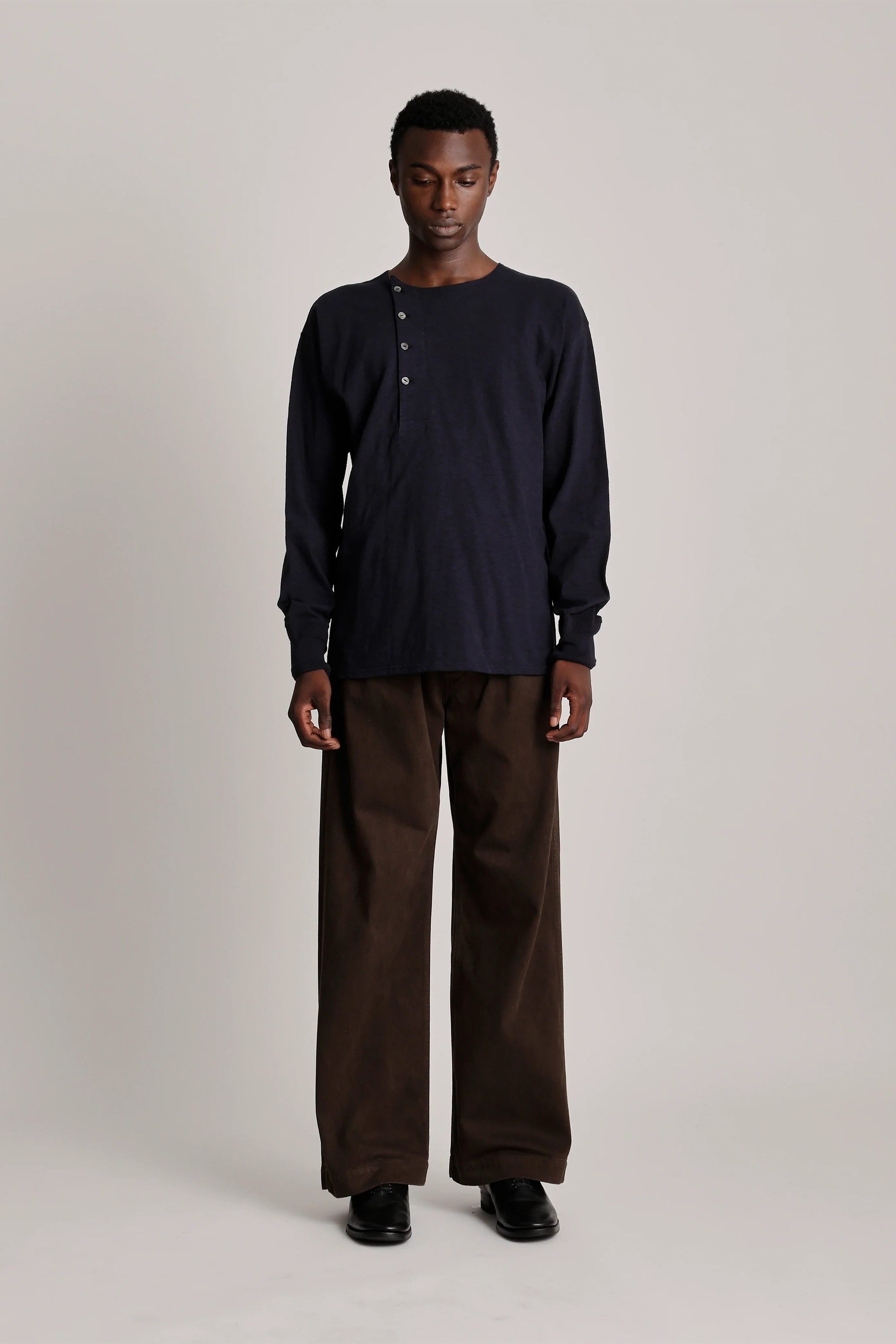 Lot.618 Side Henley Neck Shirt Navy_1