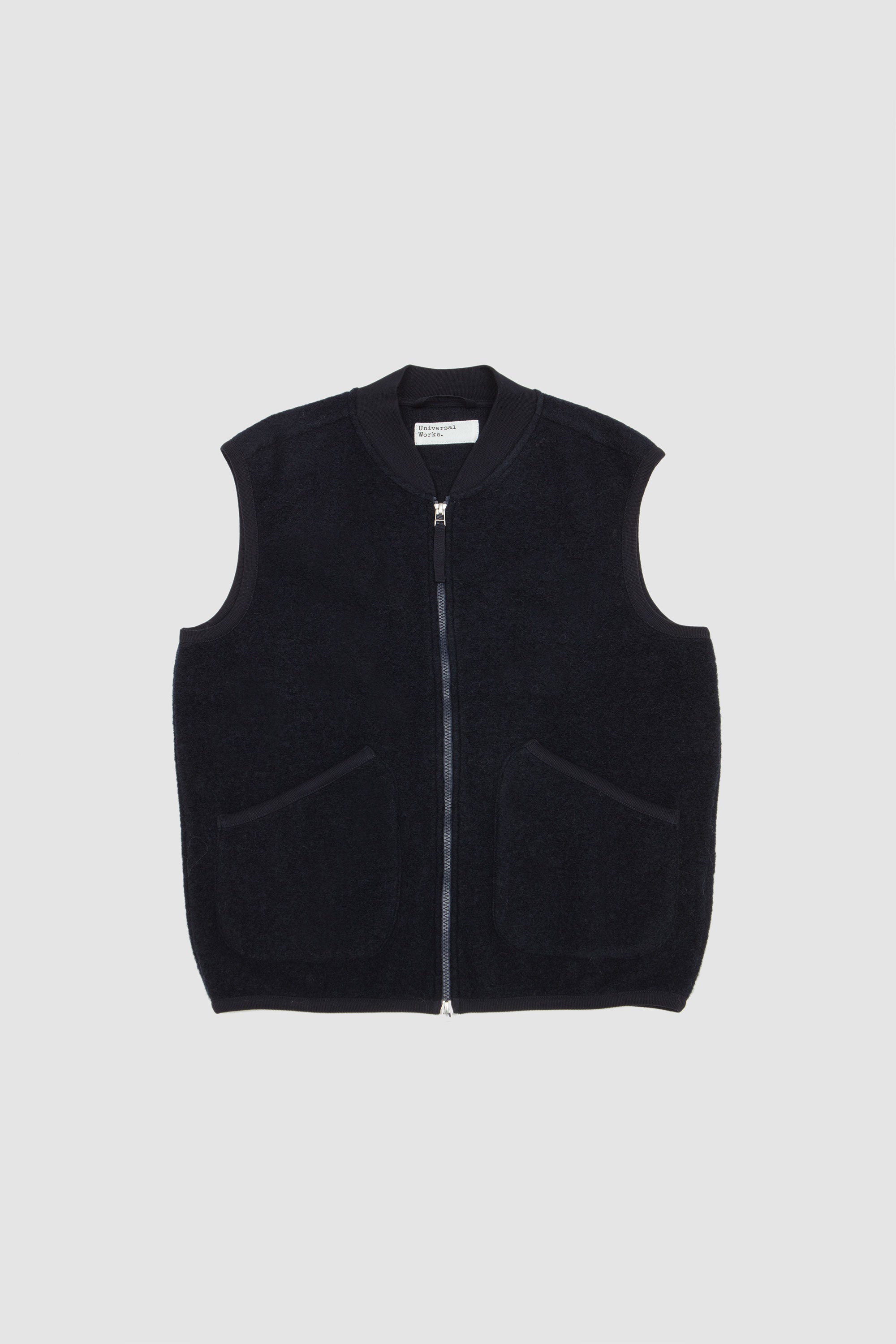 Wool Fleece Zip Waistcoat Navy_1