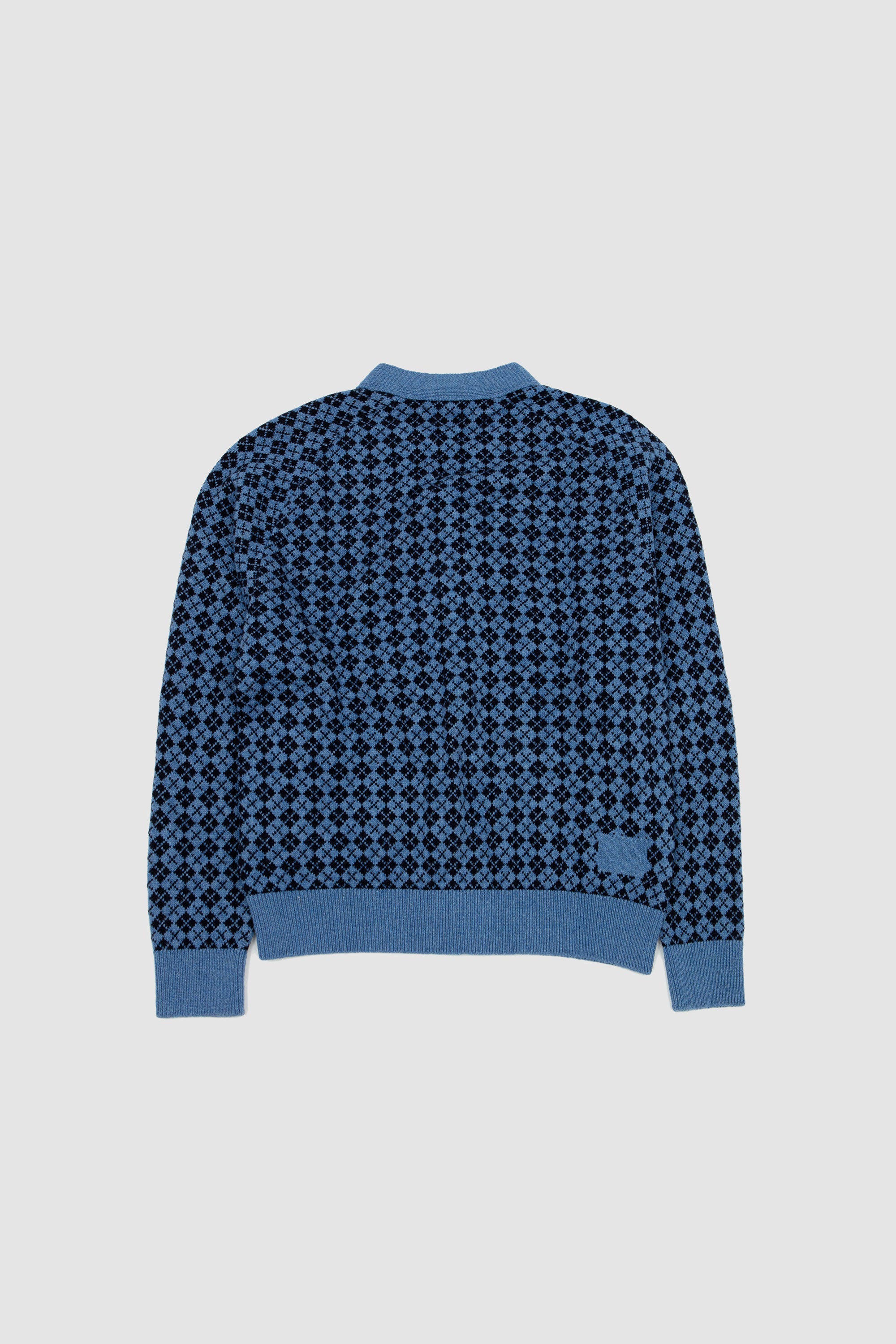 Allan Cardigan Plain Knit Argyll Pale Blue/ Navy_4