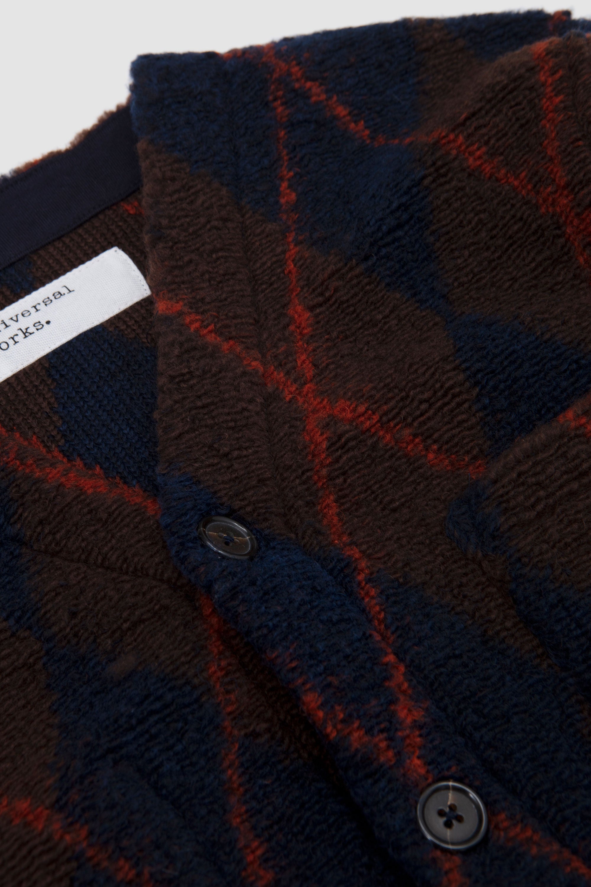 Argyll Fleece Cardigan Brown/ Navy