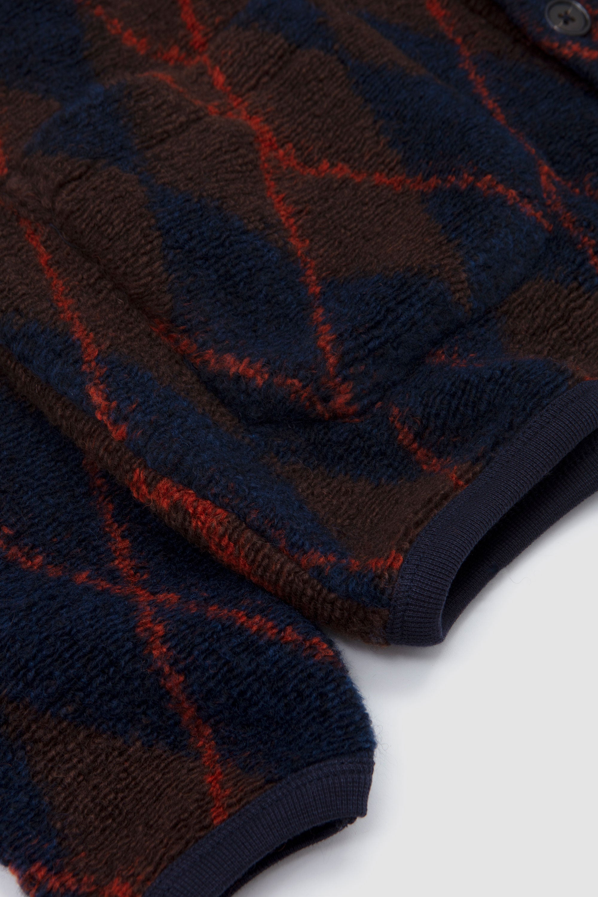 Argyll Fleece Cardigan Brown/ Navy