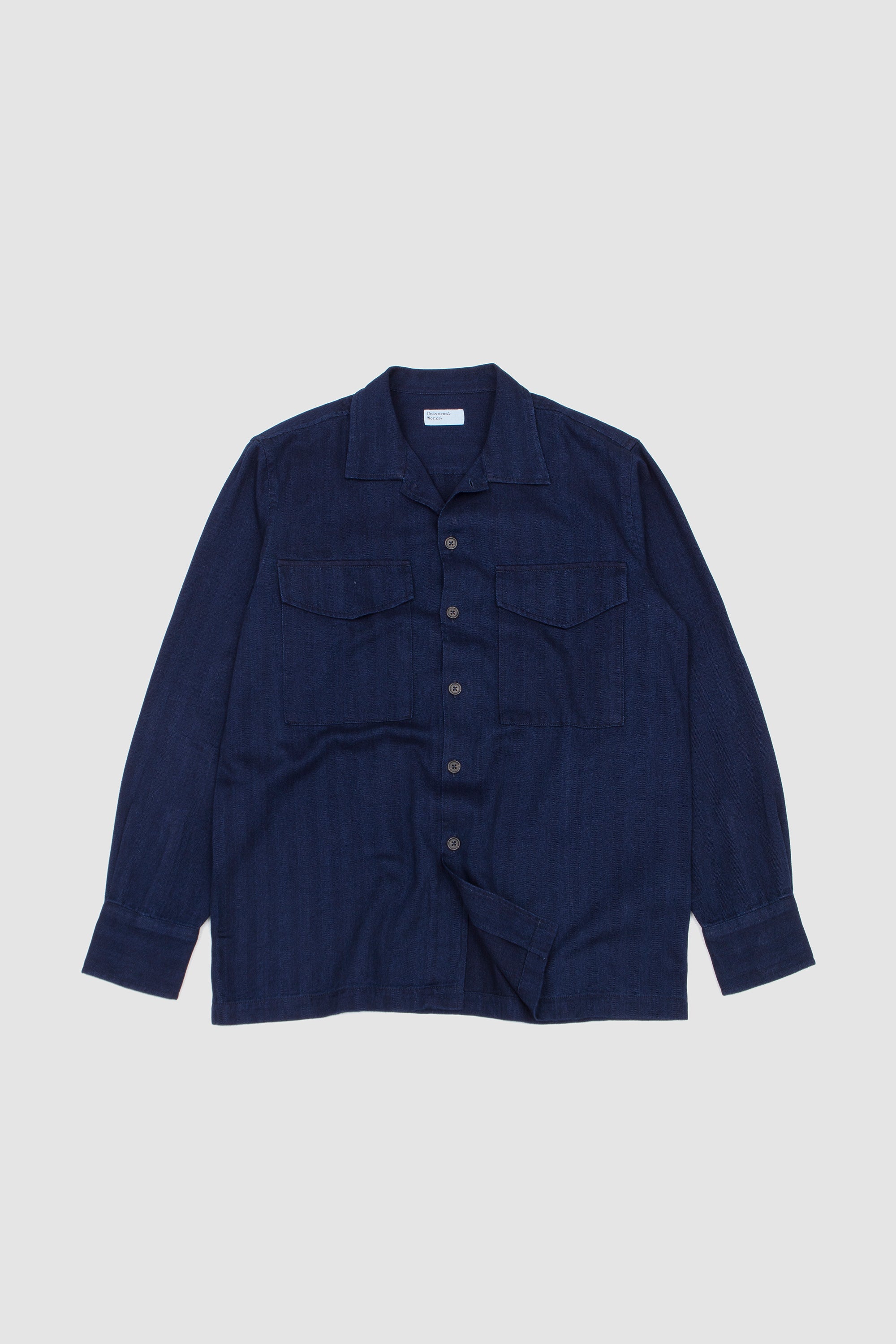 Attendant Shirt Herringbone Rec. Cotton Indigo