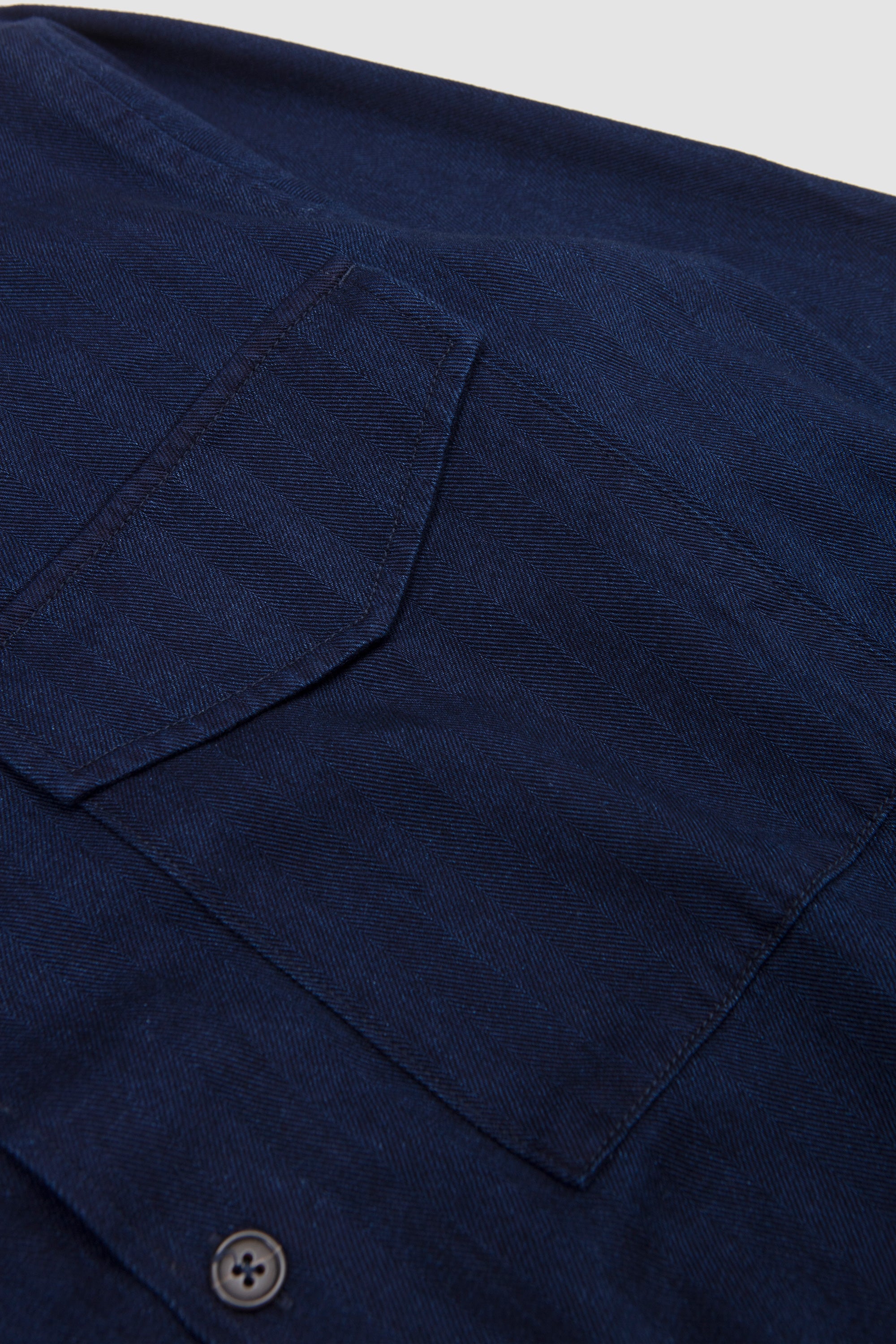 Attendant Shirt Herringbone Rec. Cotton Indigo_3
