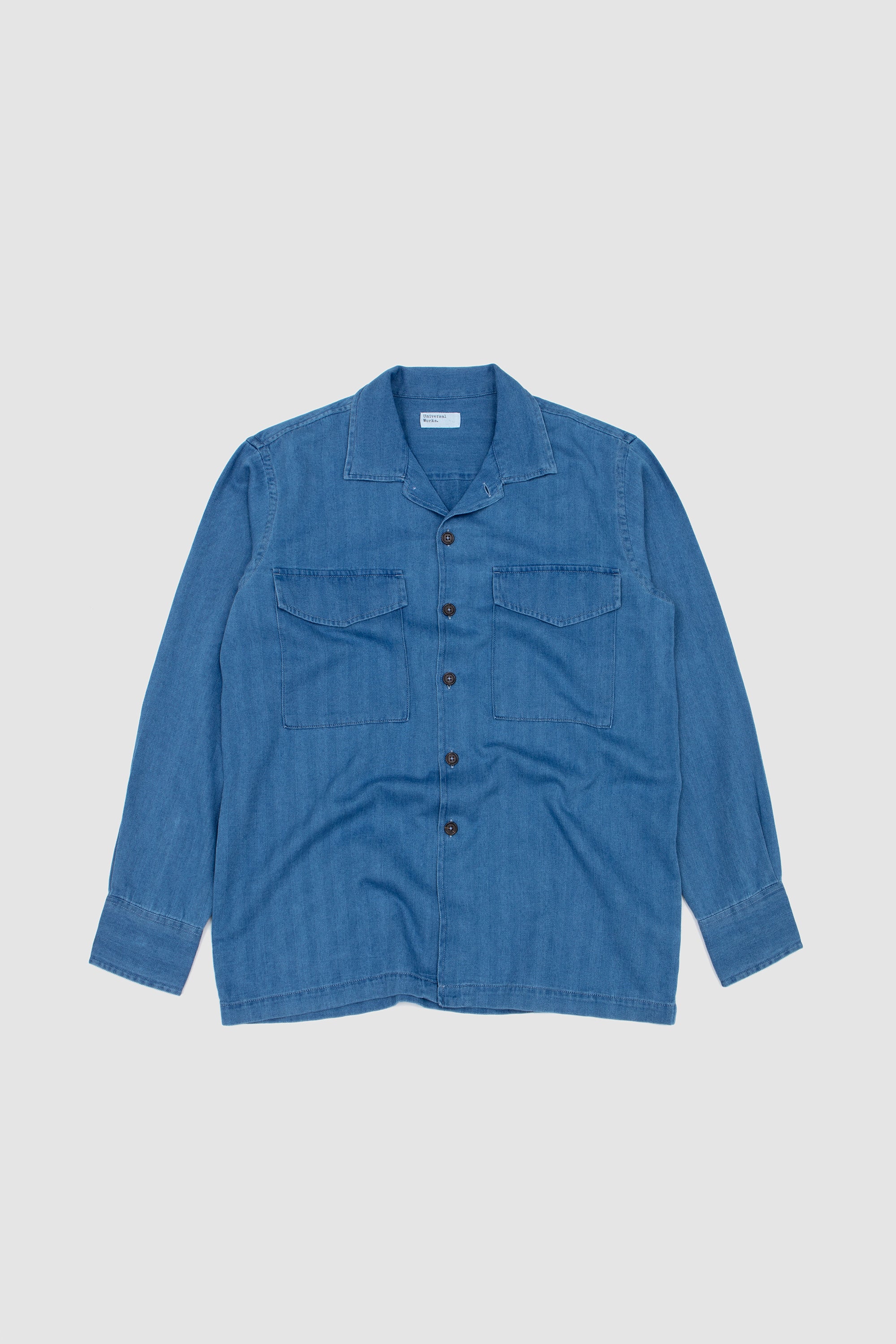 Attendant Shirt Herringbone Rec. Cotton Washed Indigo_1