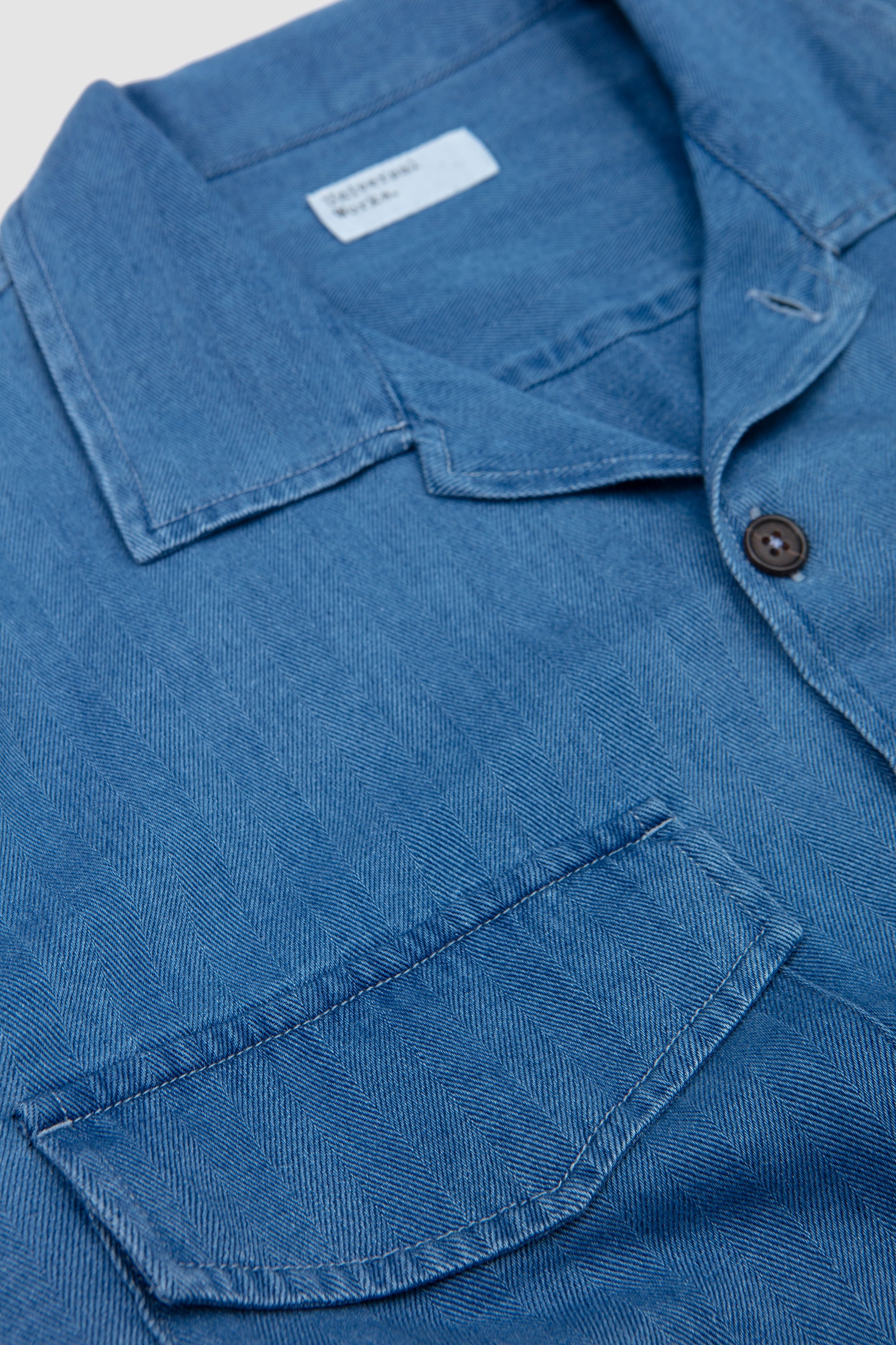 Attendant Shirt Herringbone Rec. Cotton Washed Indigo_2