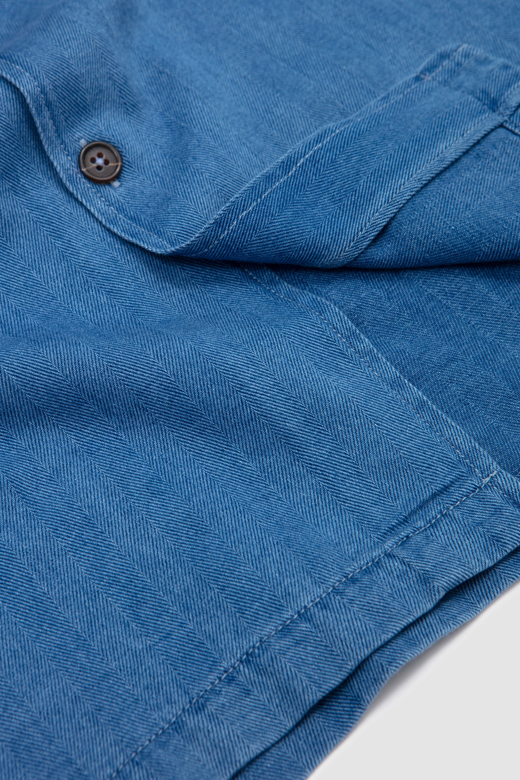 Attendant Shirt Herringbone Rec. Cotton Washed Indigo_3
