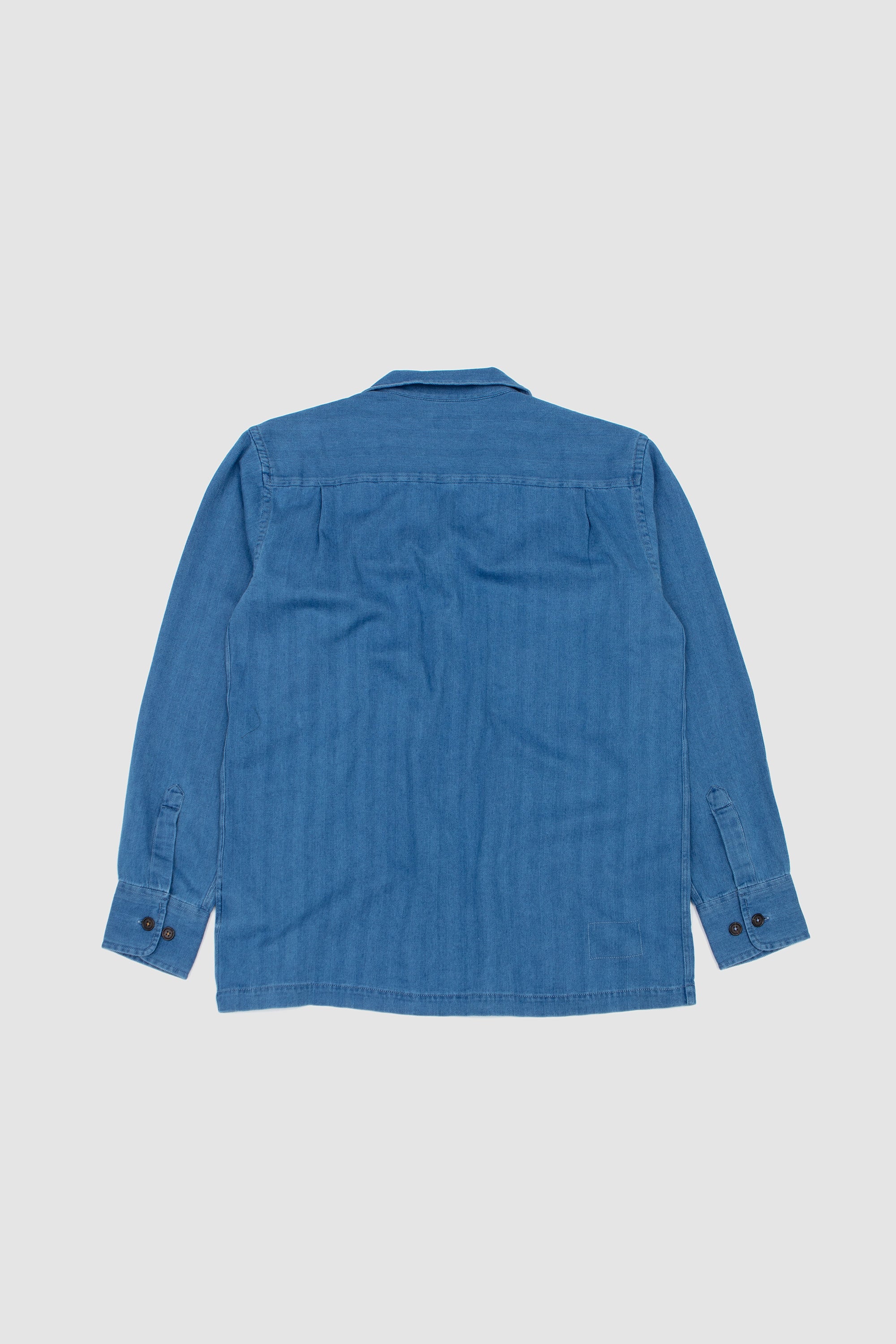 Attendant Shirt Herringbone Rec. Cotton Washed Indigo_4