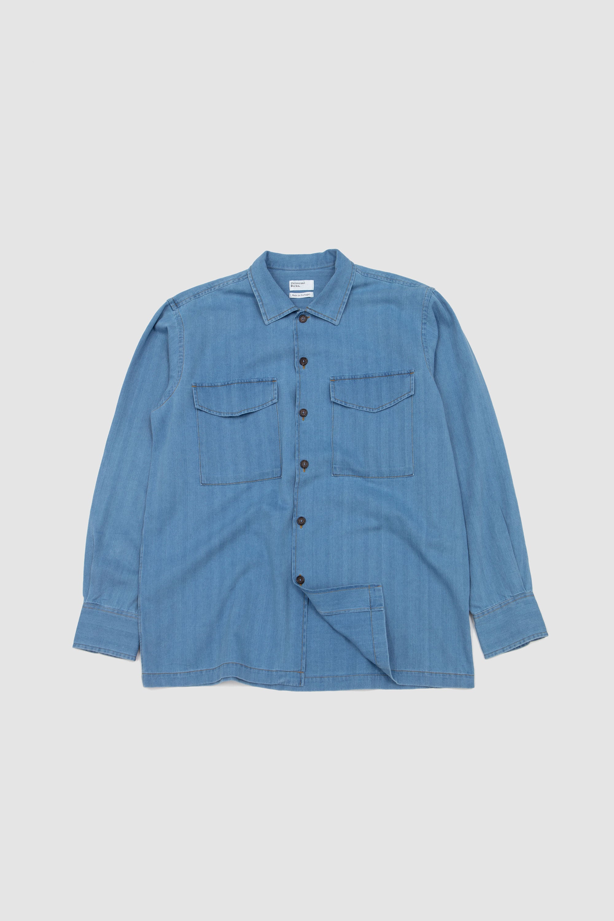 Attendant Shirt Herringbone Rec. Washed Indigo