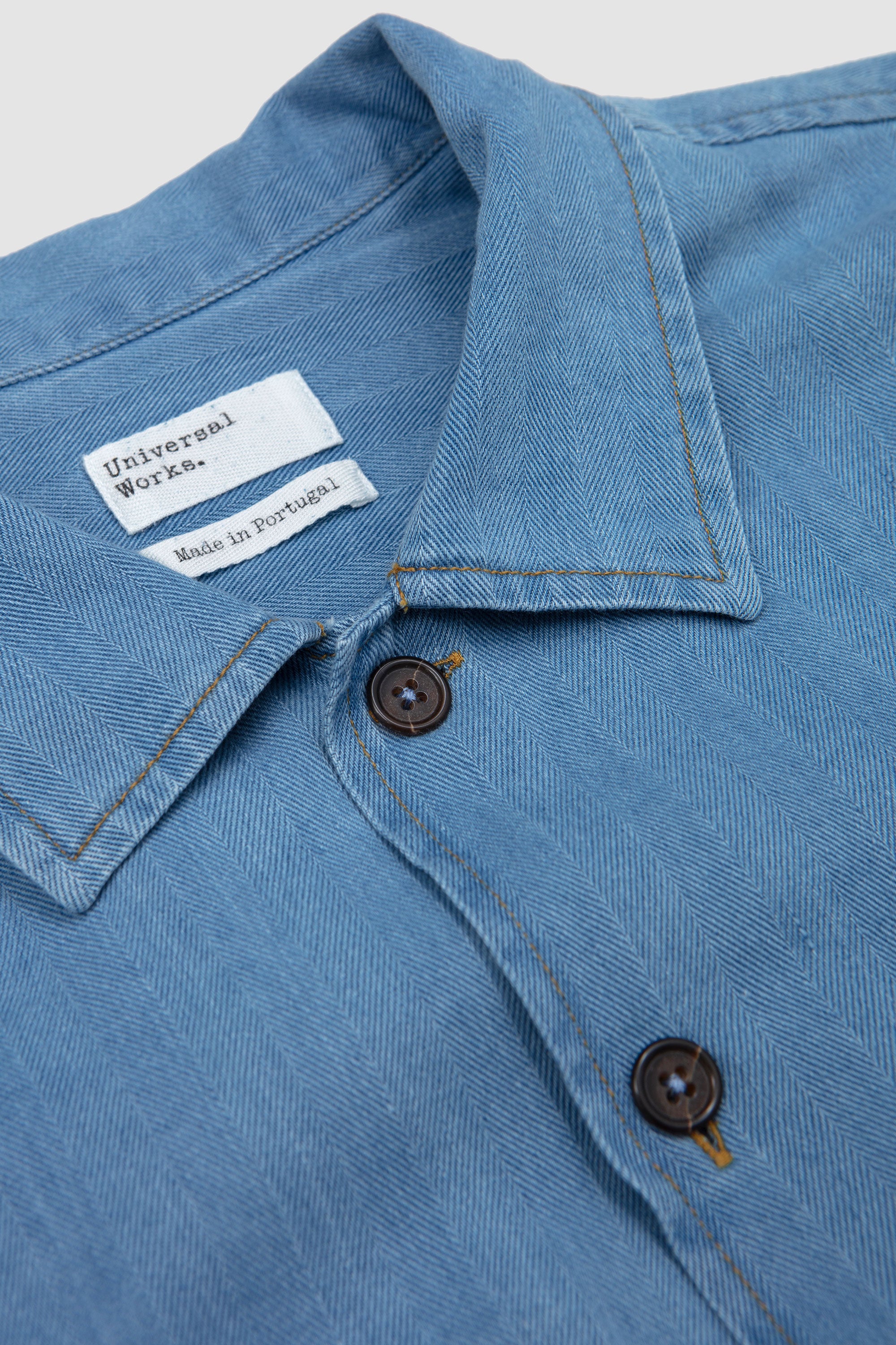 Attendant Shirt Herringbone Rec. Washed Indigo_2