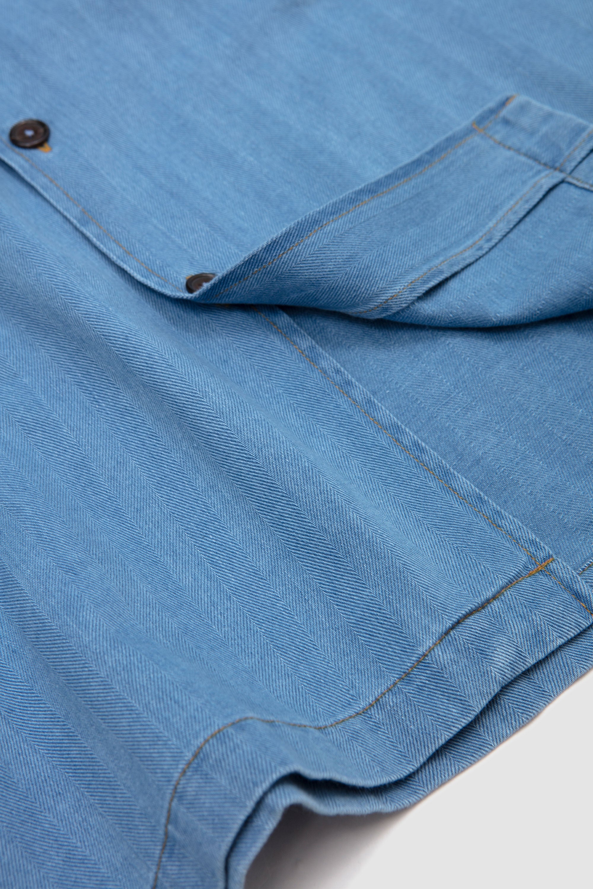 Attendant Shirt Herringbone Rec. Washed Indigo_3