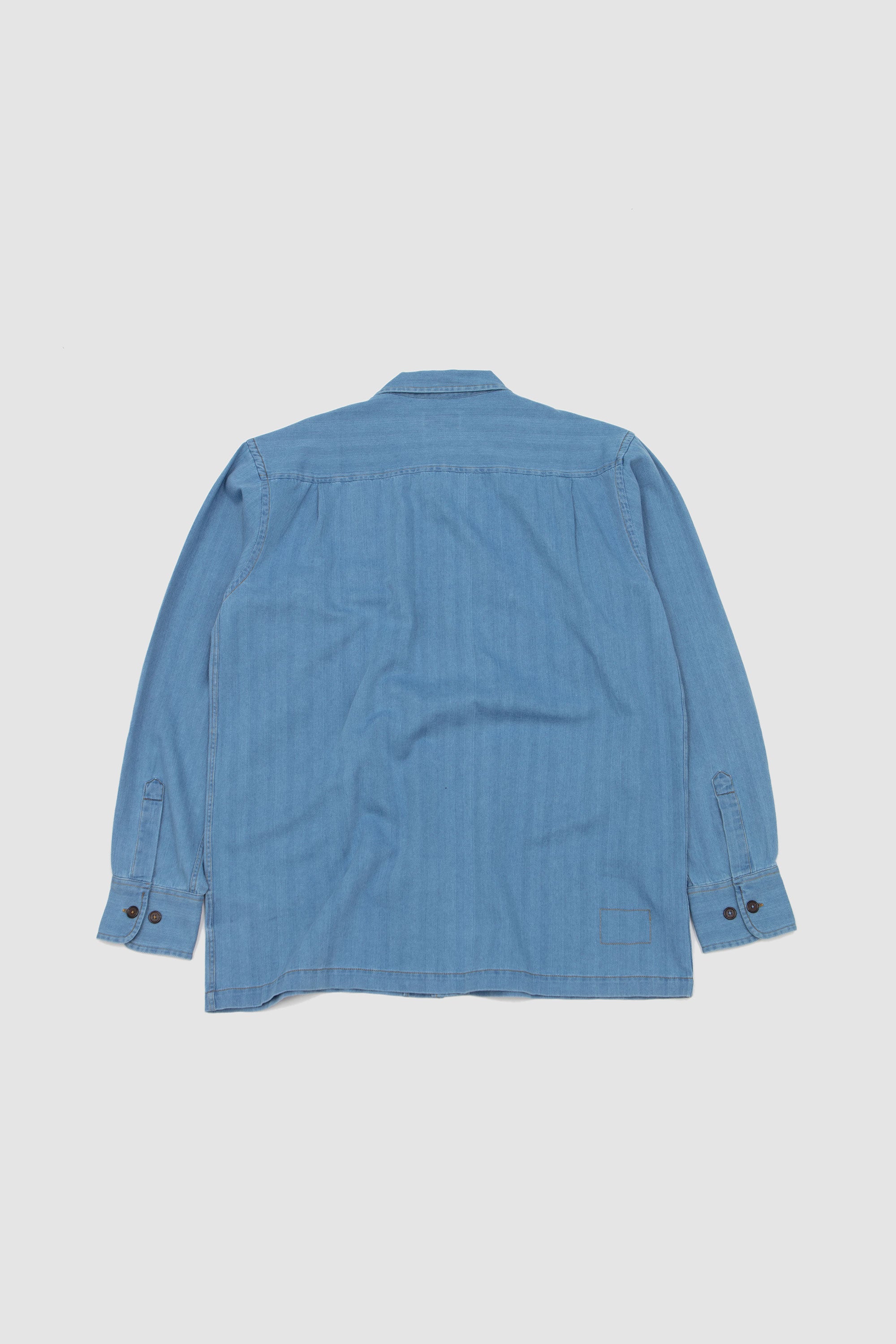 Attendant Shirt Herringbone Rec. Washed Indigo_4