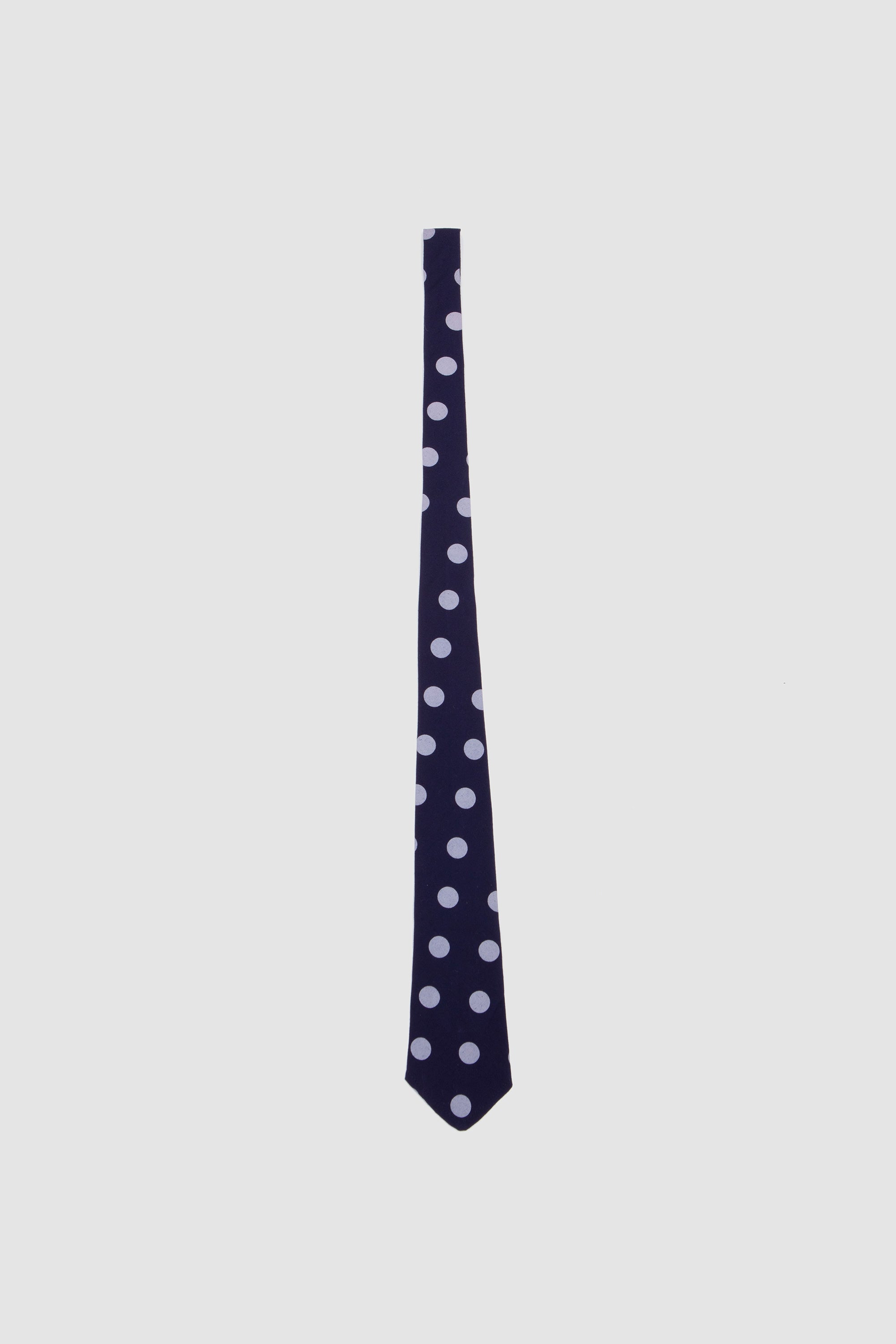 Bold Dot Print Rayon Tie Navy