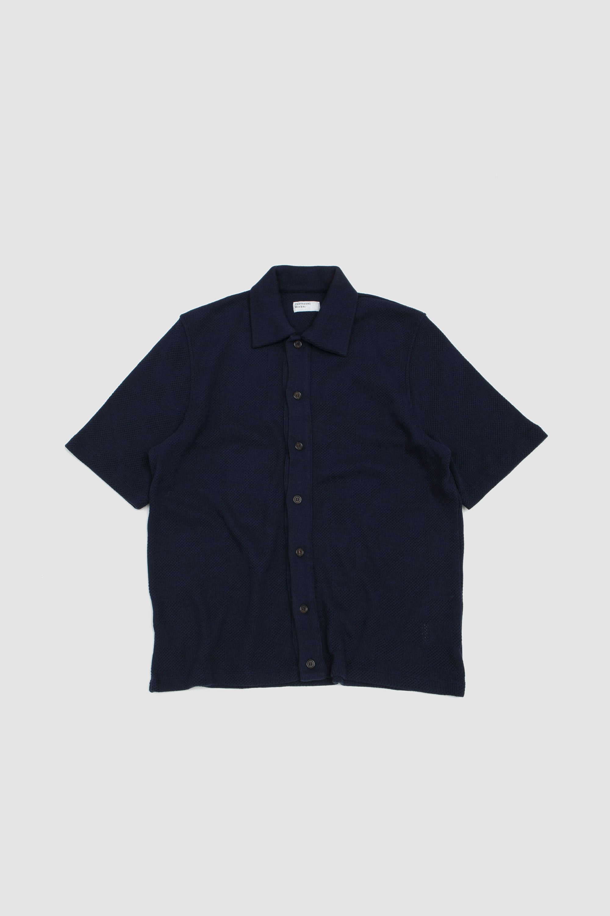 Button Through Polo Fantasy Checkerboard Bright Navy