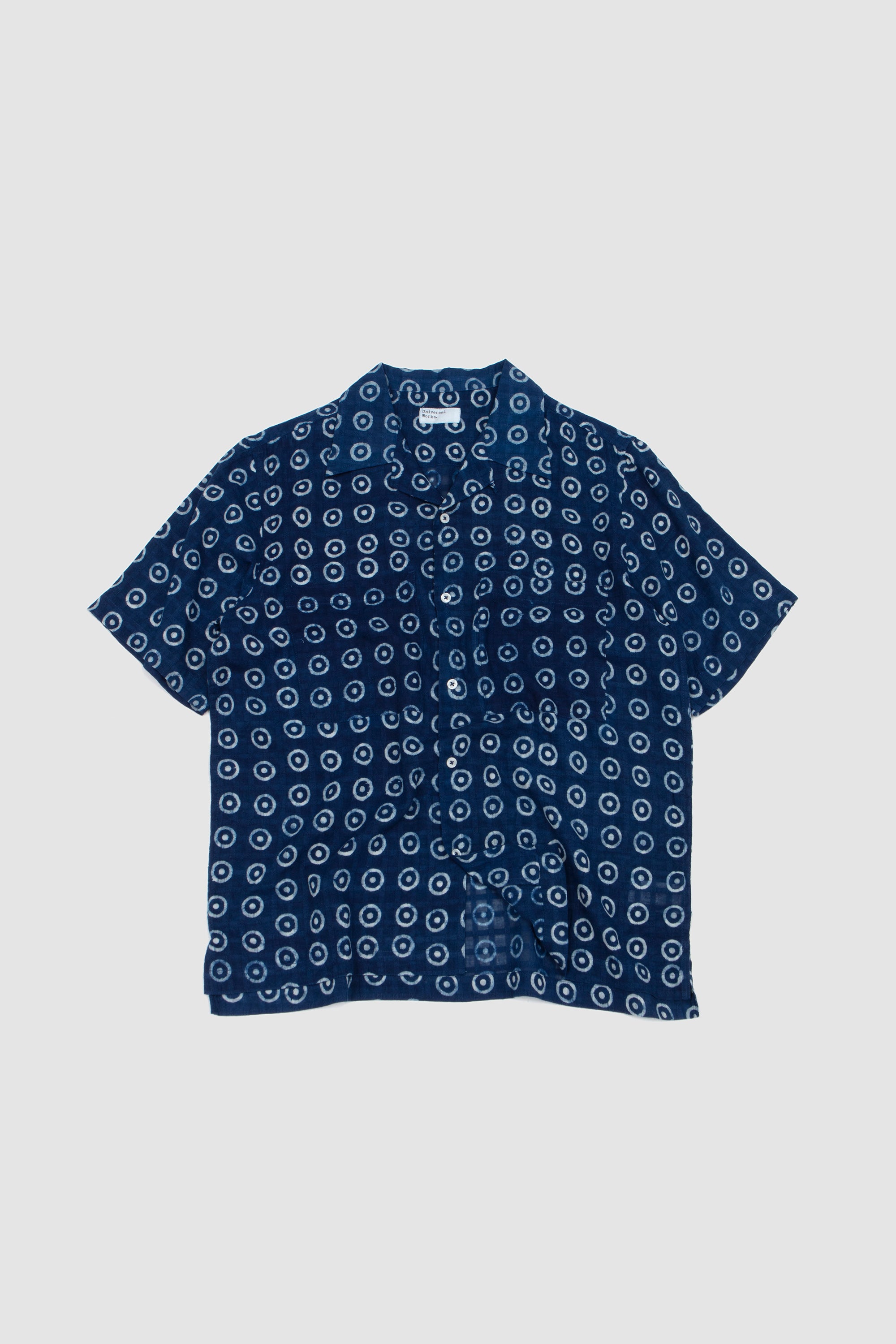 Camper Shirt Block Print Circles Indigo_1
