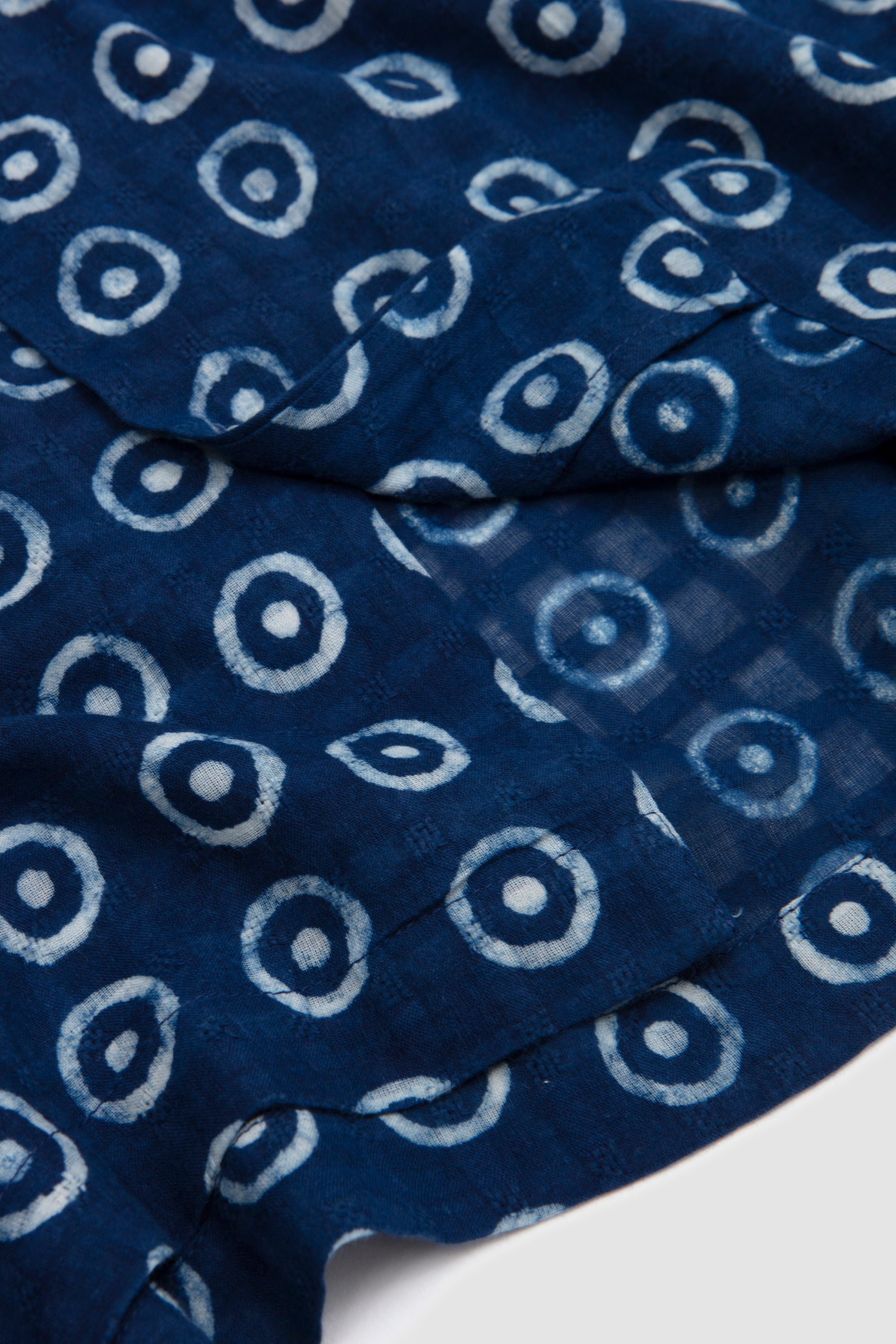 Camper Shirt Block Print Circles Indigo_3