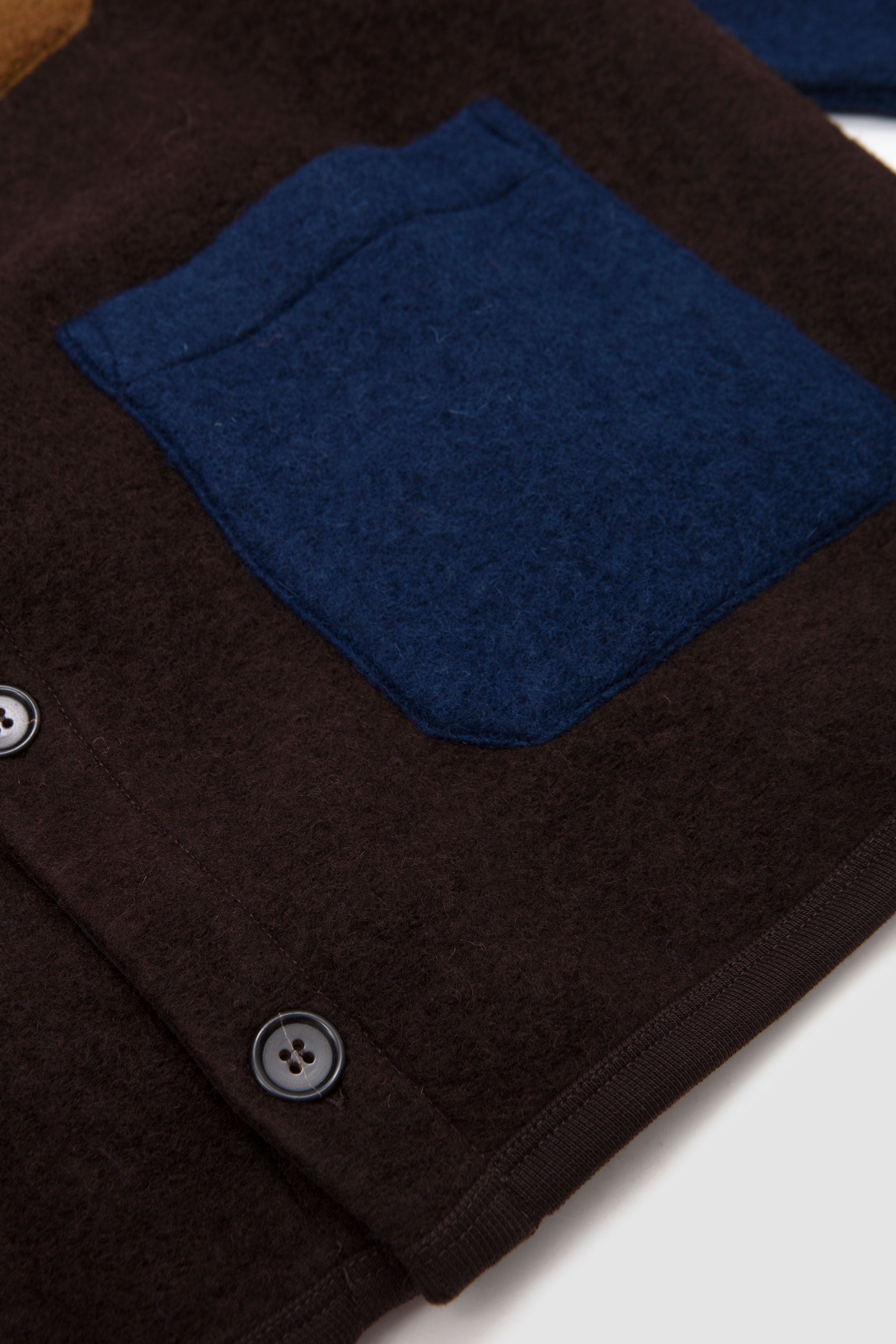 Cardigan Wool Fleece Brown/ Indigo_3