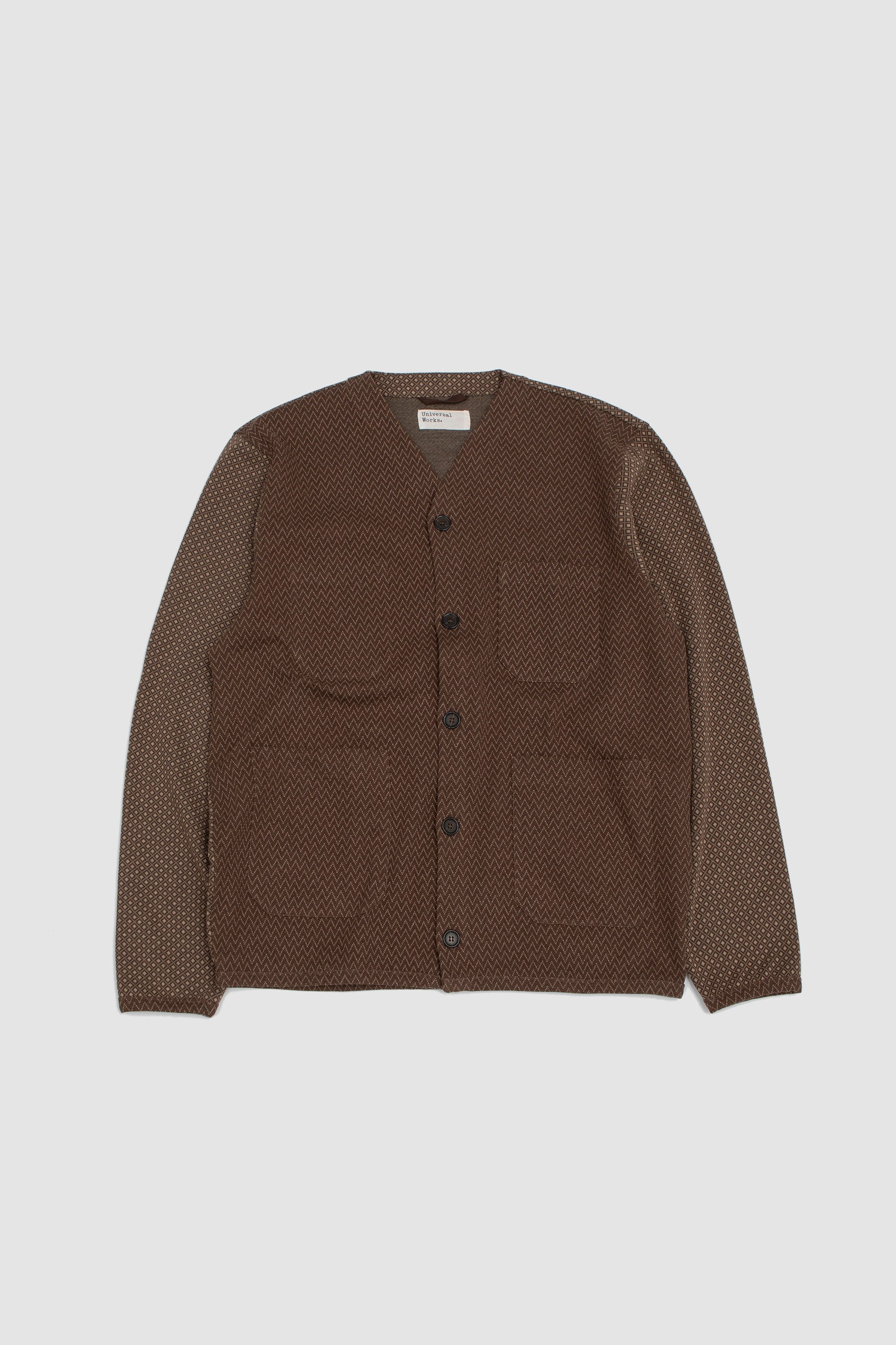 Cotton Mix Fleece Cardigan Brown