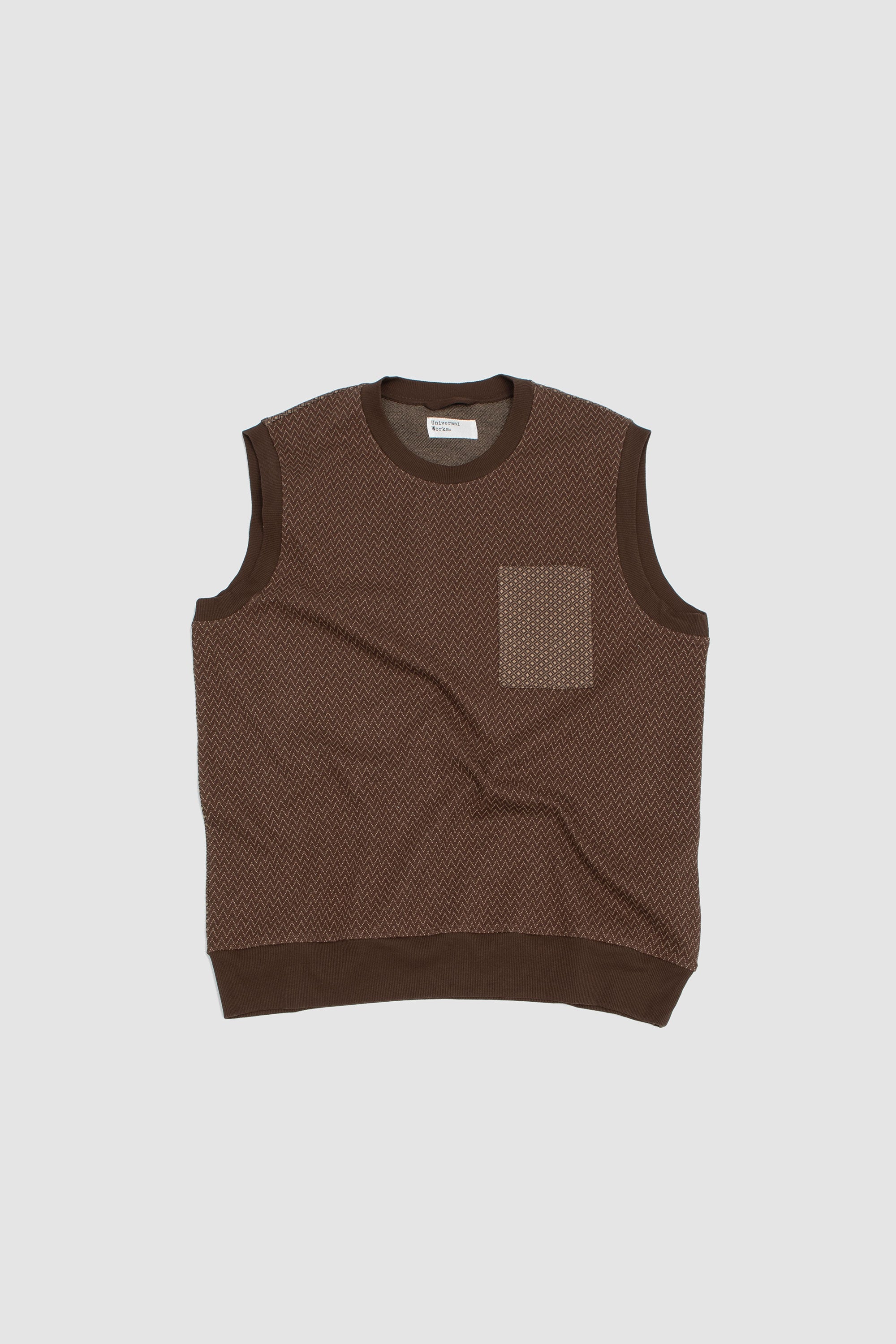 Cotton Mix Fleece Sleeveless Vest Brown