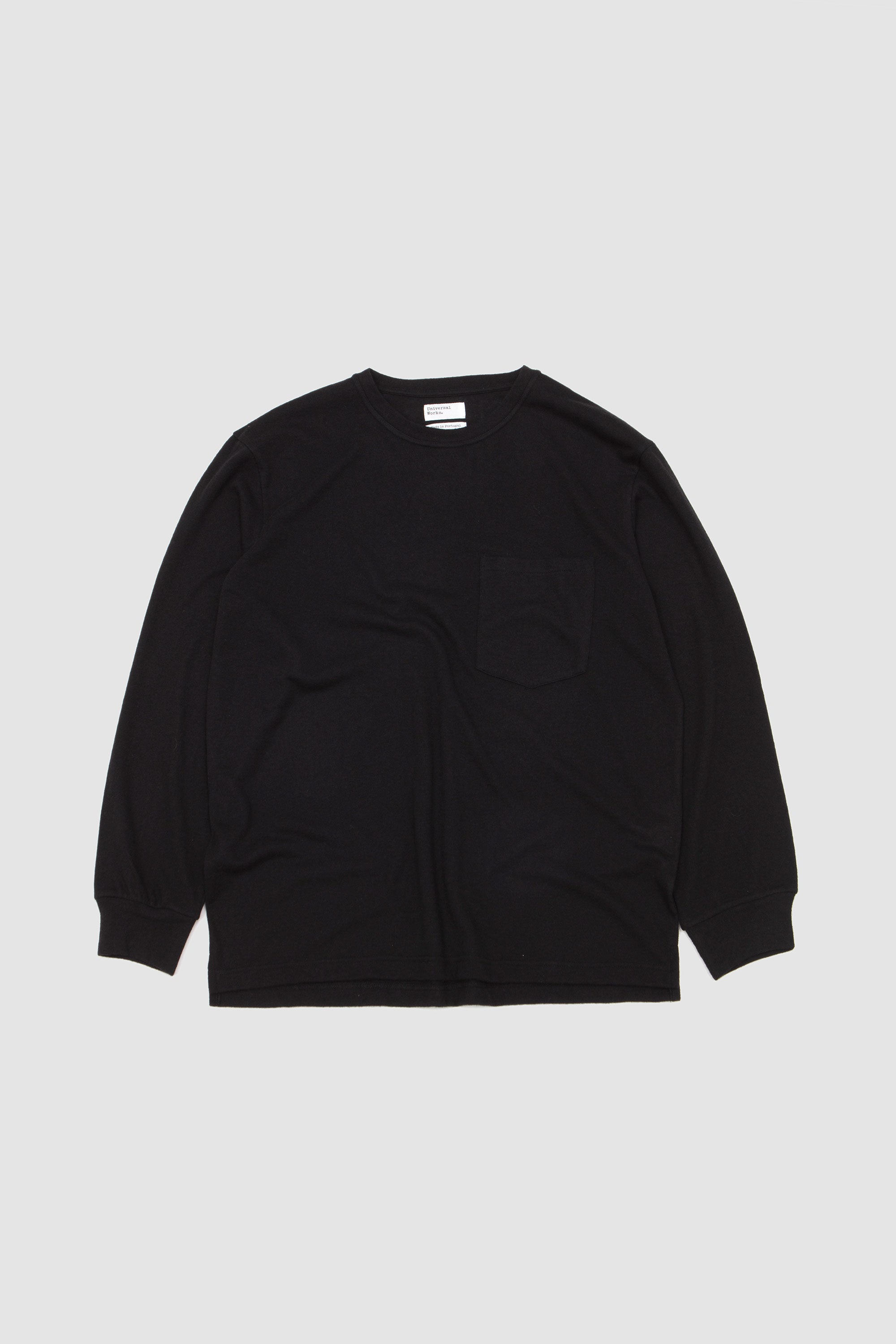LS Pocket Tee Rec Wool Mix SJ Black