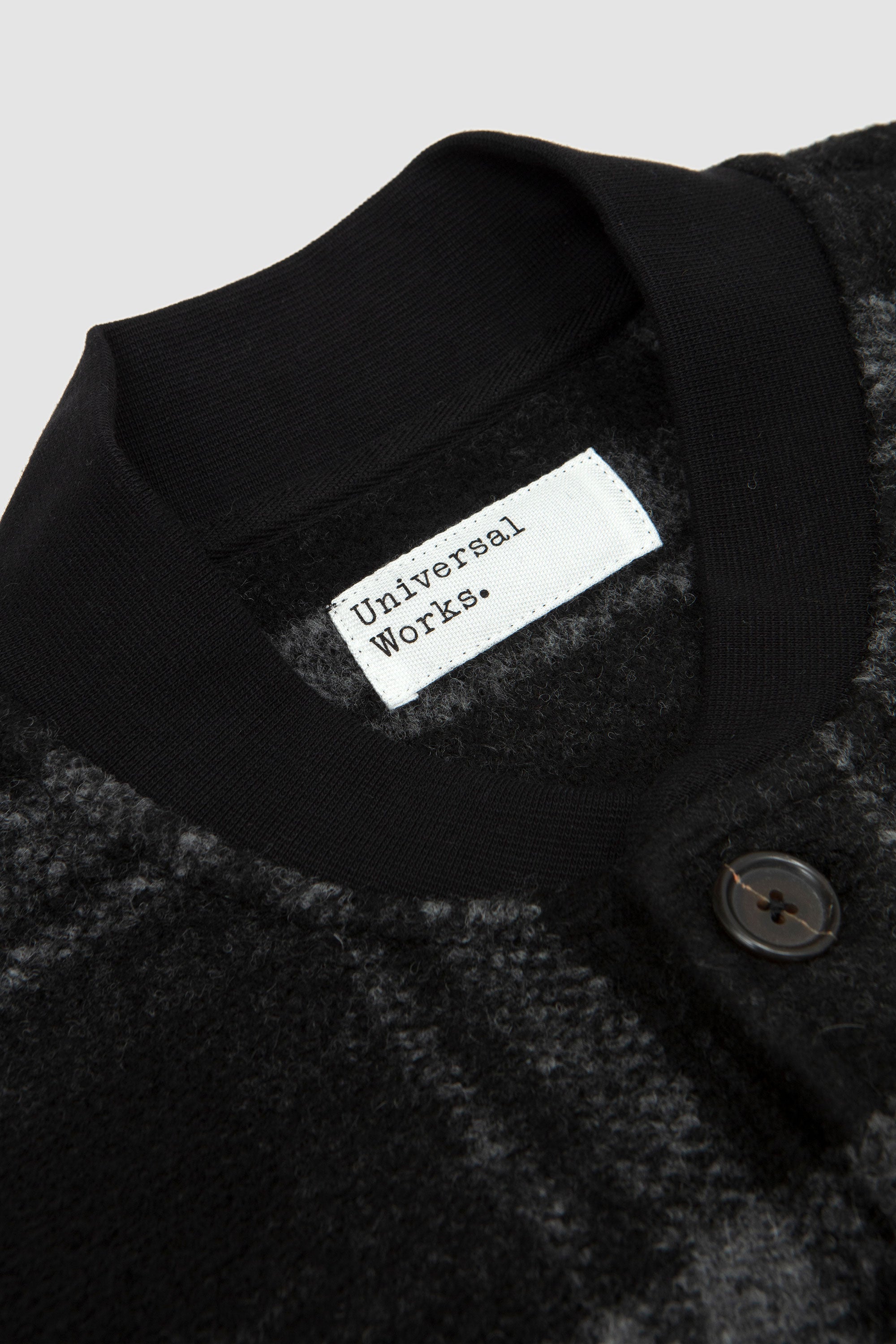 Moh Check Fleece Button Front Bomber Grey