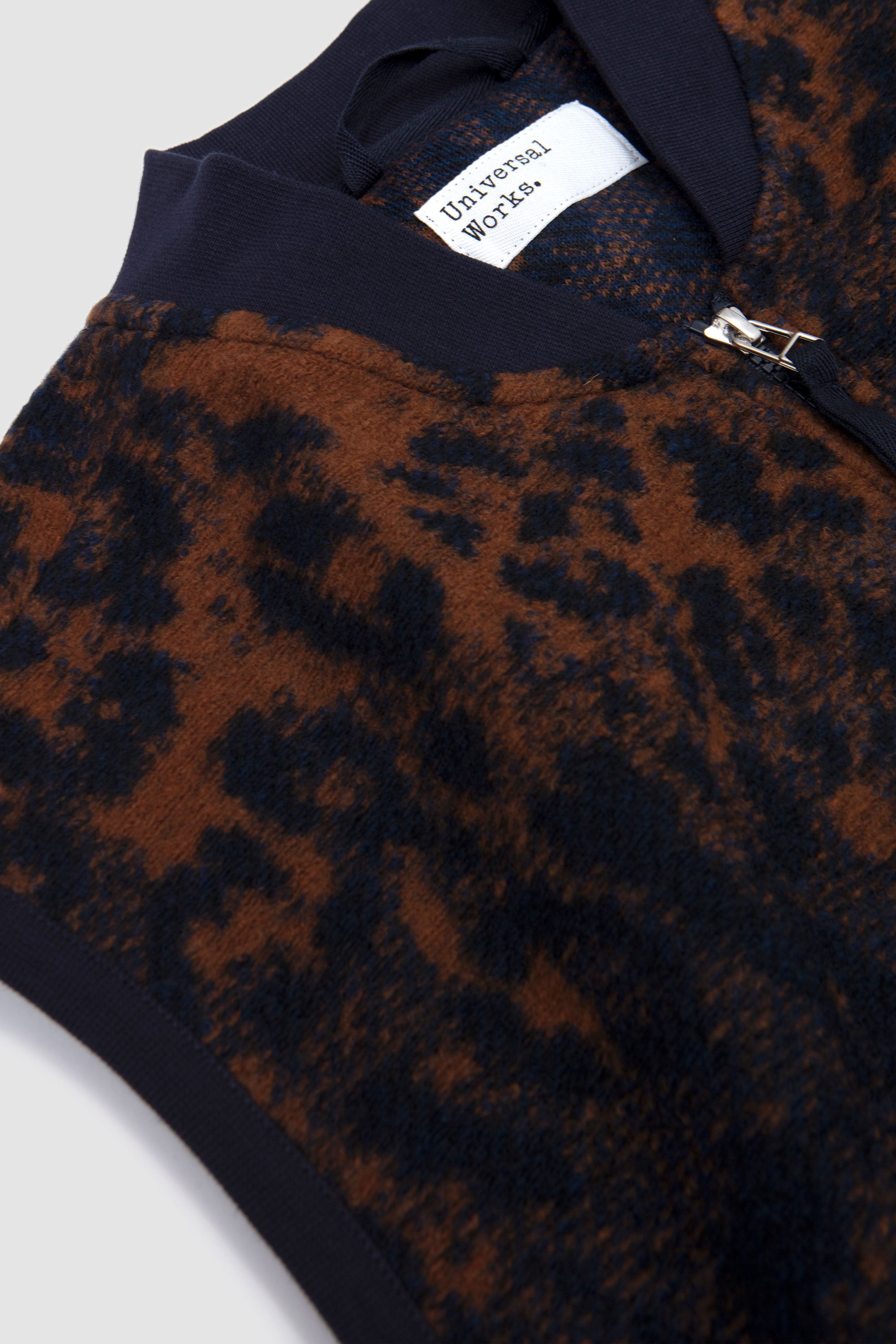 Night Leopard Zip Waistcoat Dark Navy/ Brown