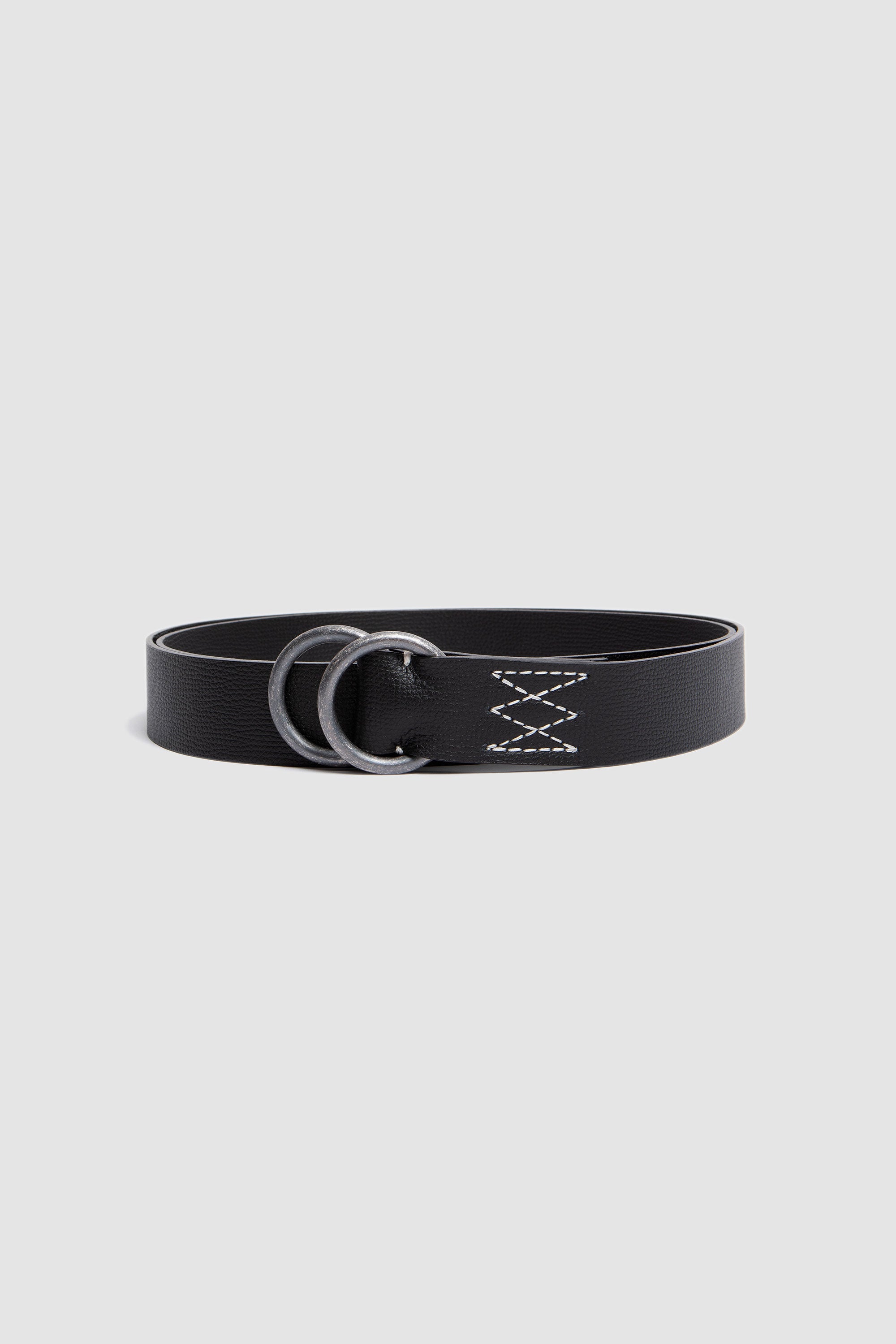 O Ring Belt Leather Black