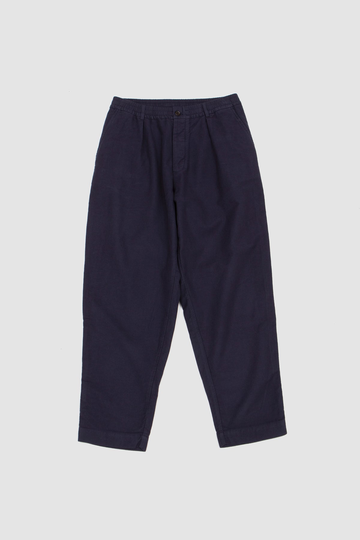 Pleated Track Pant Confort Moleskin Navy