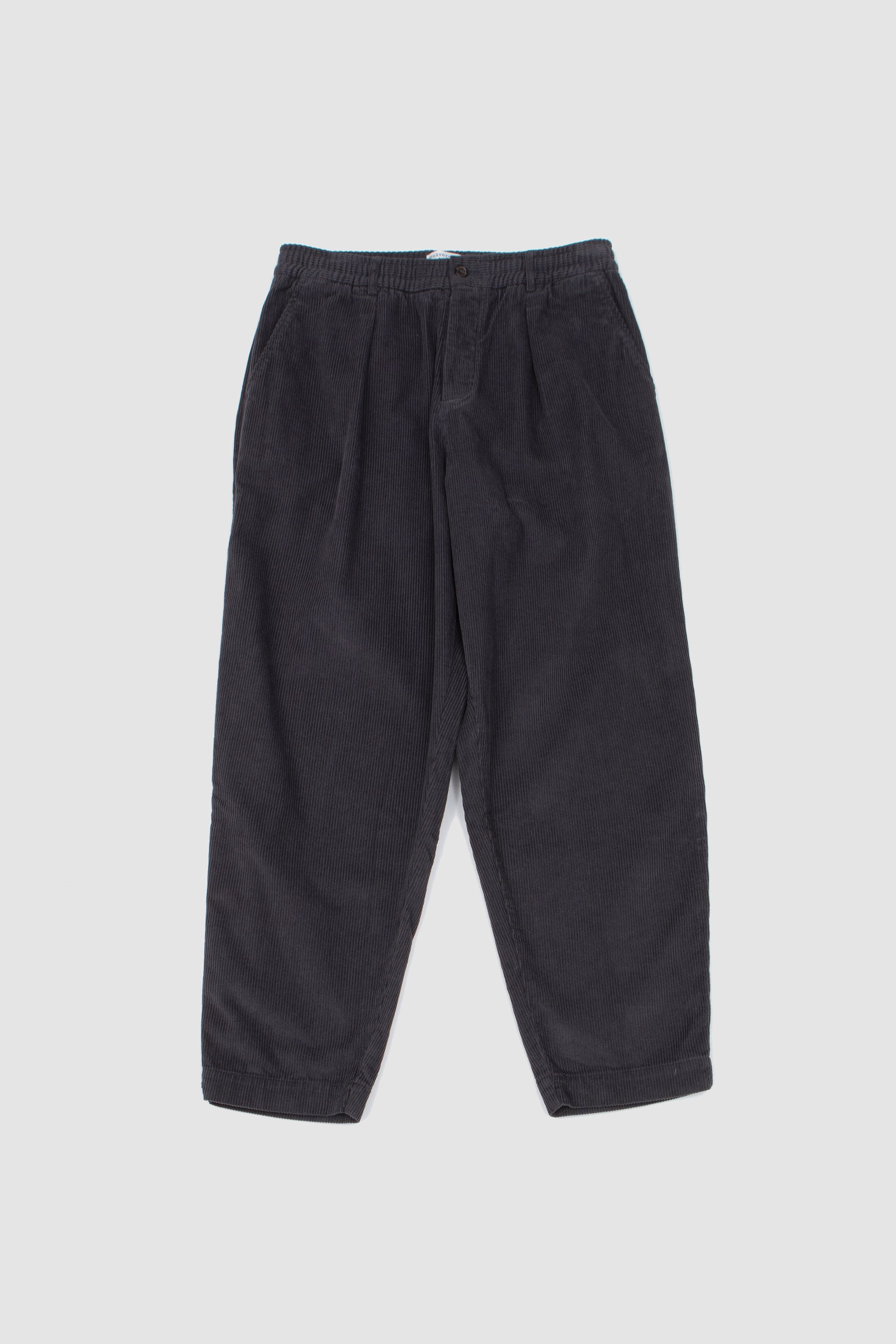 Pleated Track Pant Cord Charcoal