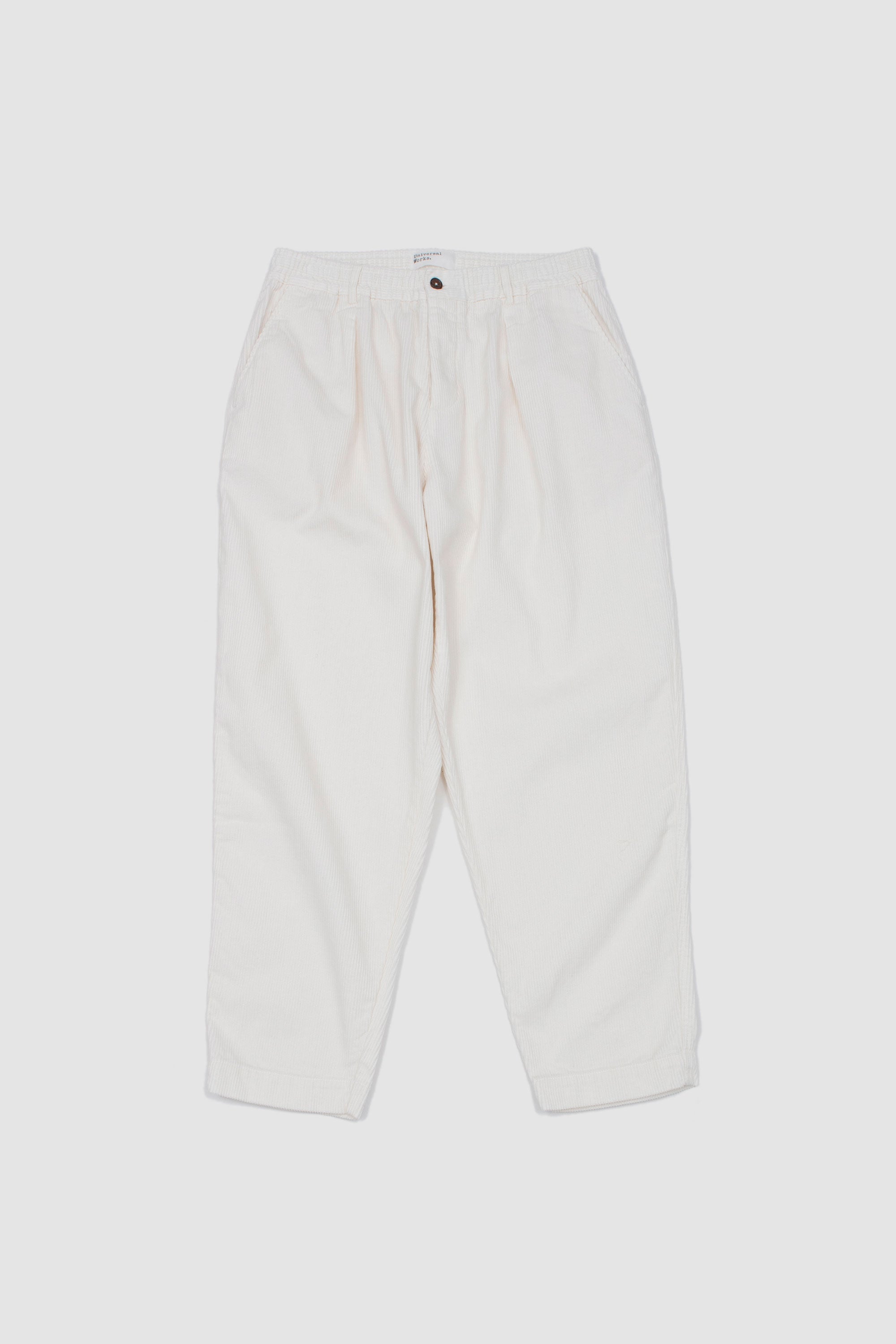 Pleated Track Pant Cord Ecru_1