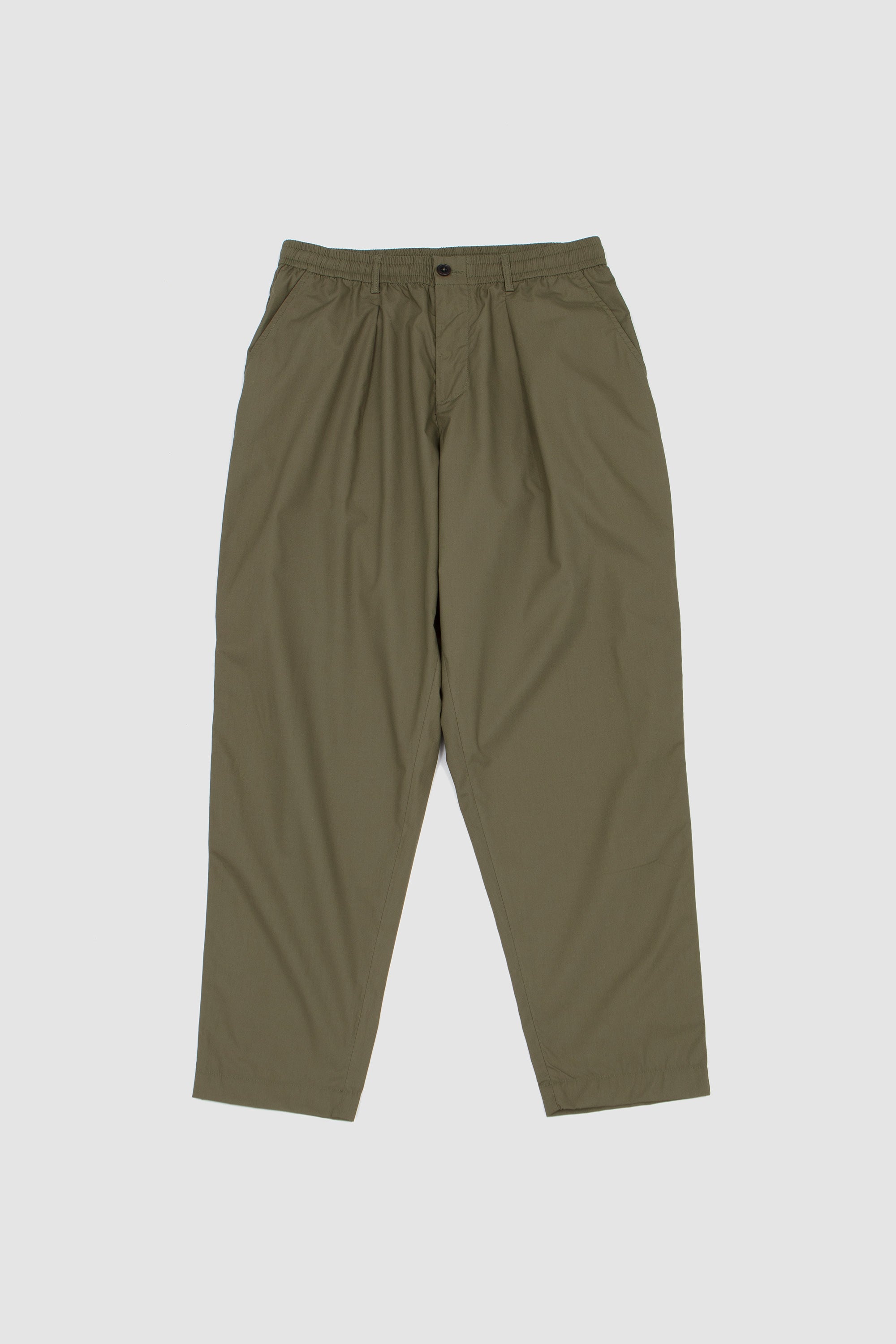 Pleated Track Pant Recycled Poly Tech Olive_1