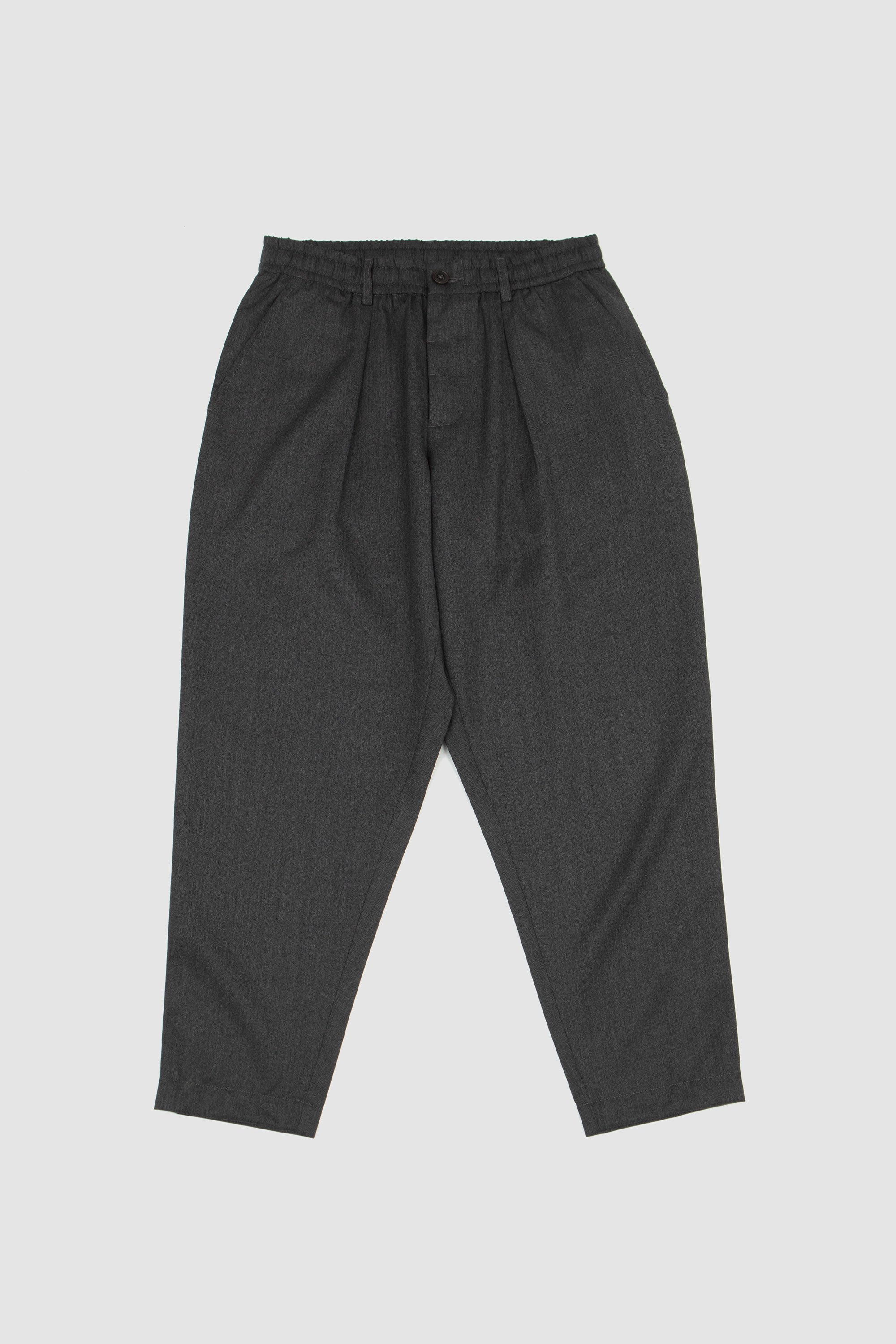 Pleated Track Pant Travel Suiting Charcoal