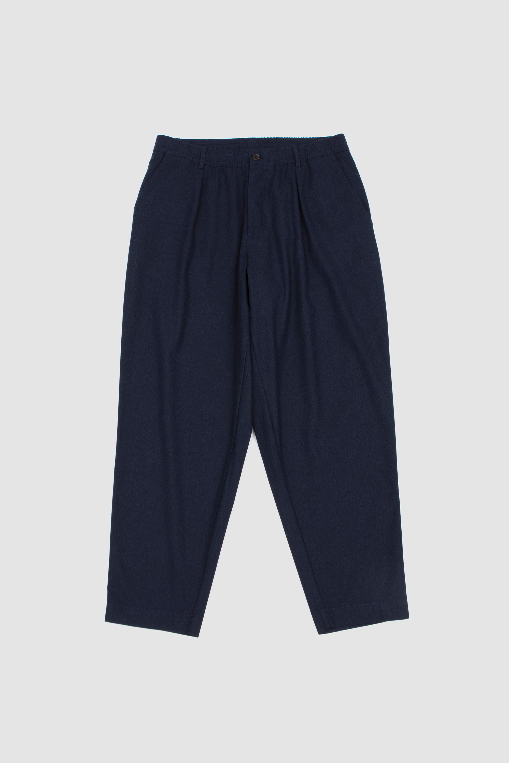 Pleated Track Pant Valencia Cotton Navy