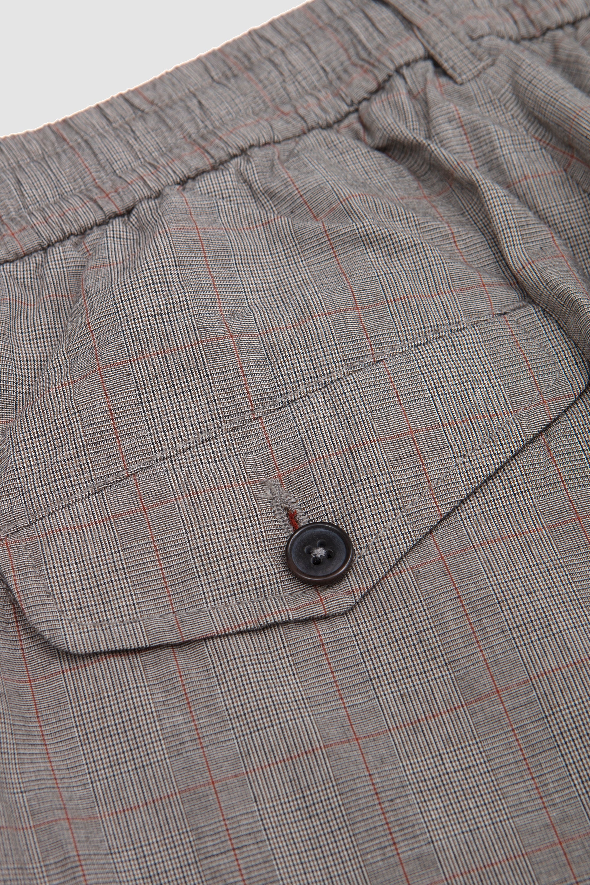 Pleated Track Pant Wales Glen Check Grey Brown