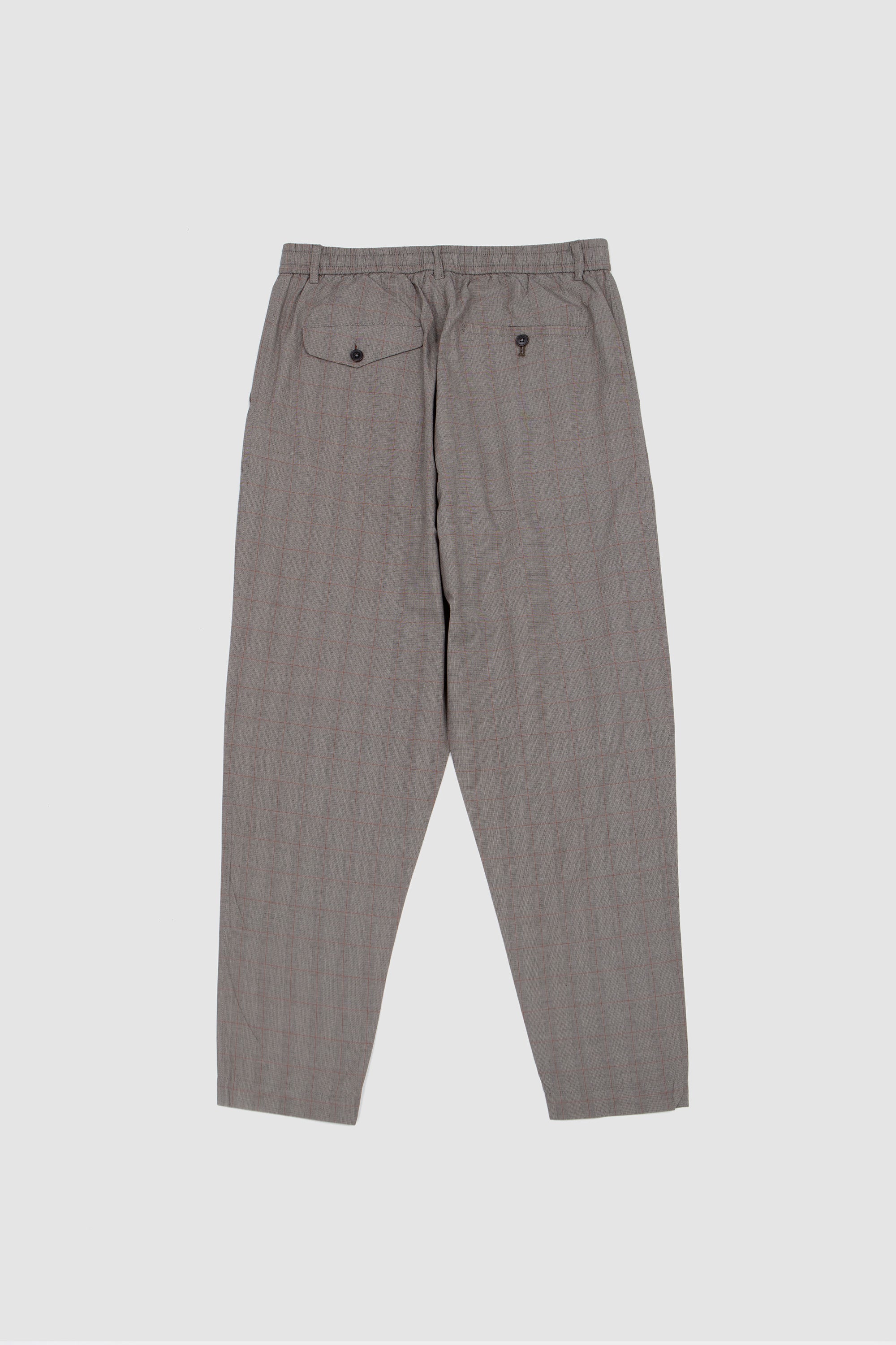 Pleated Track Pant Wales Glen Check Grey Brown_4