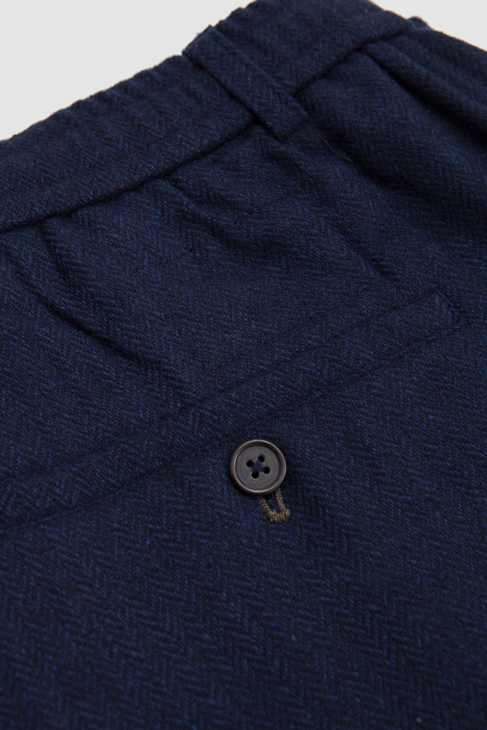 Pleated Track Pant Wool Herringbone Navy_3